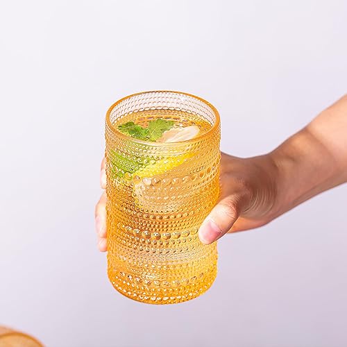 Miniatura 7 de SUNNOW Vaso de vidrio con forma de gota de lluvia de 12 onzas, vasos de té helado para agua, bebidas, jugo, vino, cerveza y cóctel, paquete de 6