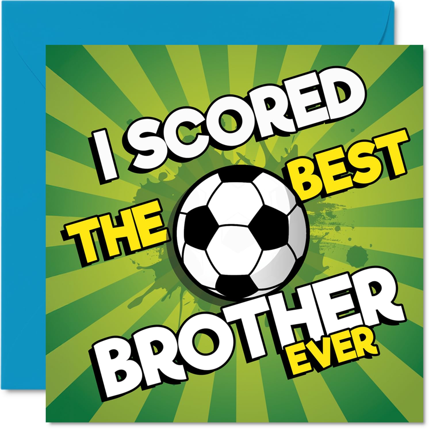 Playful Birthday Card for Brother - Goal-worthy Birthday Laughs - Bold Football Design with 'I Scored the Best Brother Ever' - 145mm Square, Envelope Included