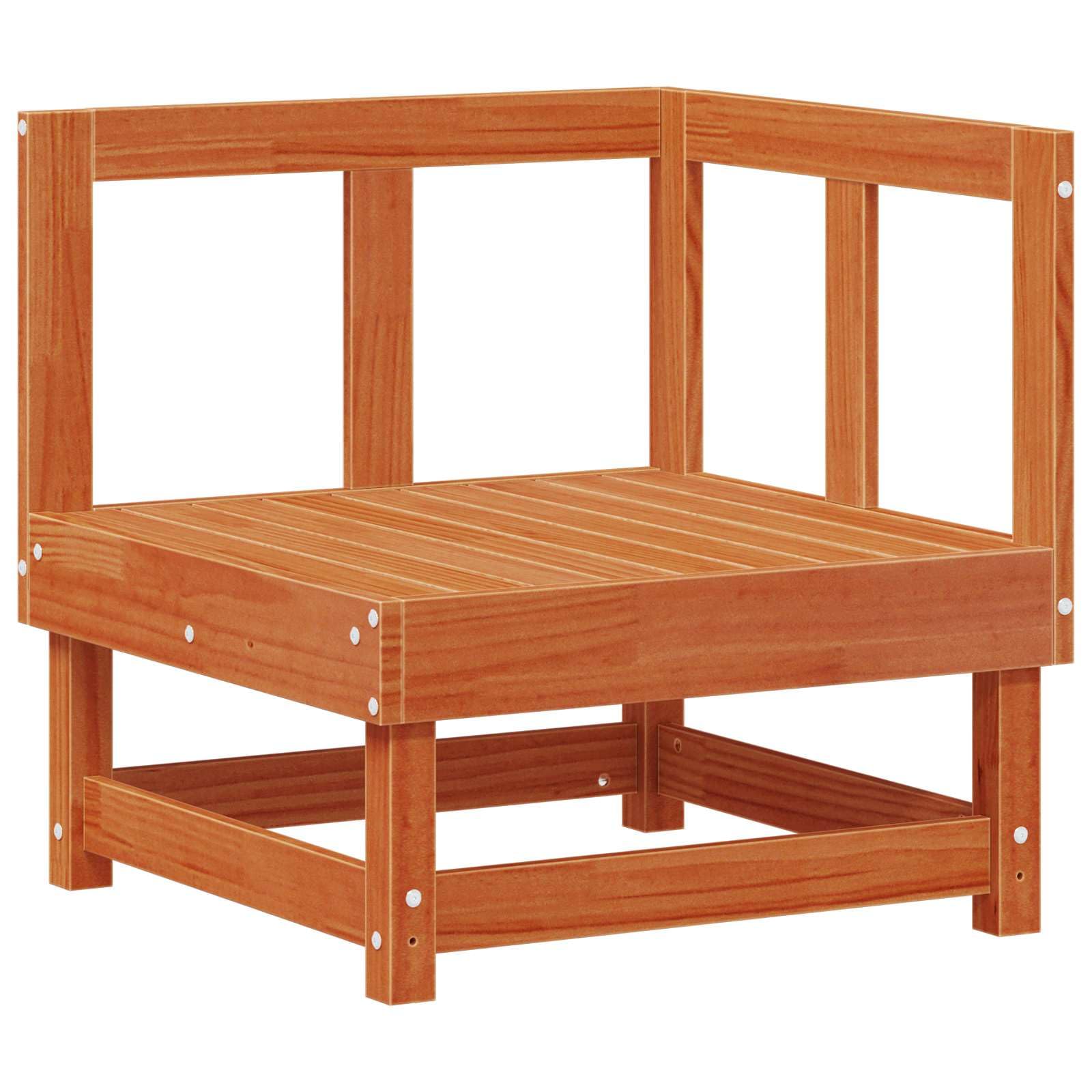 Sofá esquinero de jardín de madera maciza de pino con suelo de cera, elemento de sofá para exteriores resistente a la intemperie, ampliable con cojines, conjunto modular para terraza, balcón