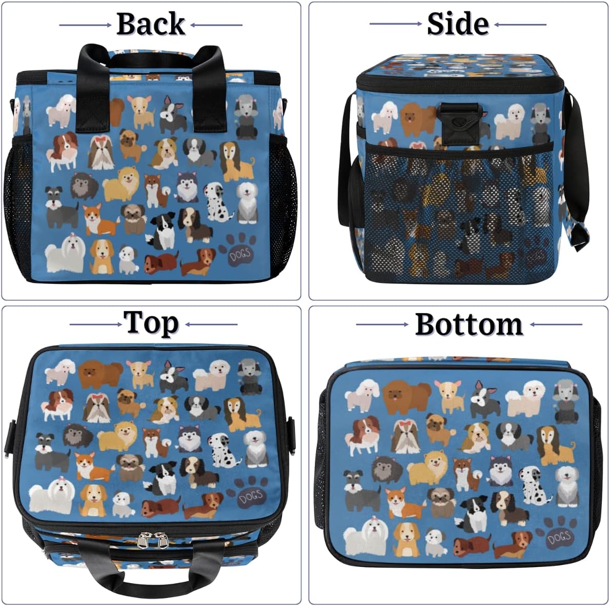 AUUXVA Insulated Cooler Lunch Bag Cute Dog Animal Paw Print Lunch Box Leakproof Large Tote Bag Reusable for Women Men Picnic Travel (15L) - Image 3