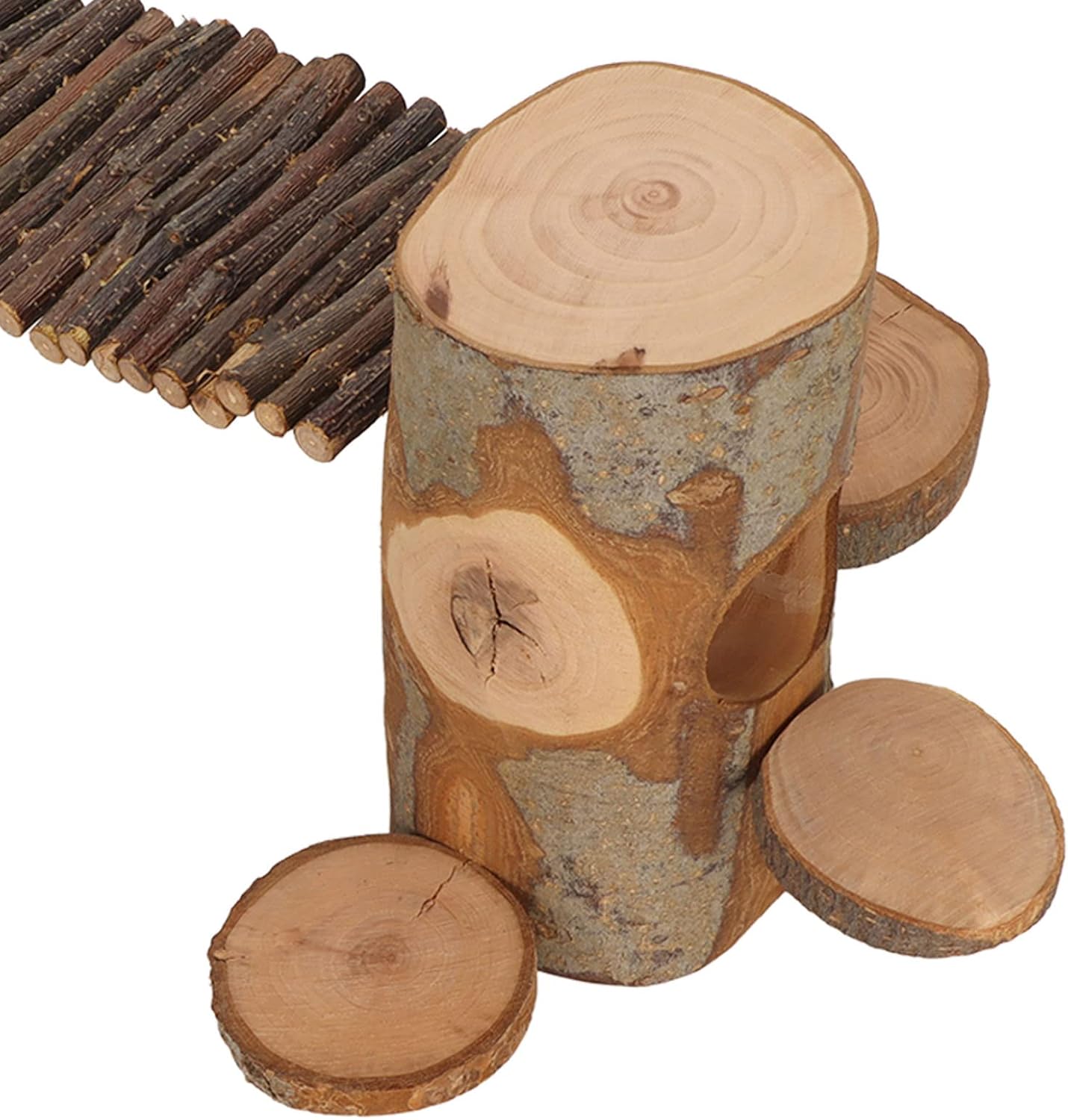 Wooden Hamster Playground Stand, Activity Ladder Toy for Small Animals, Chinchilla Exercise Equipment