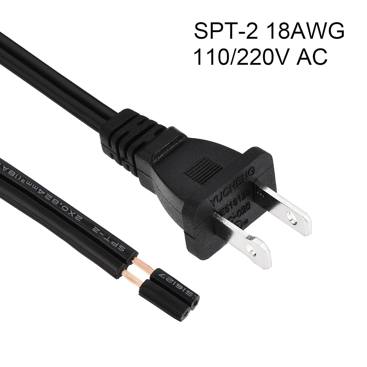 uxcell US Plug Lamp Cord with Switch, SPT-2 18AWG Power Wire 1.8M Black, UL Listed 4Pcs