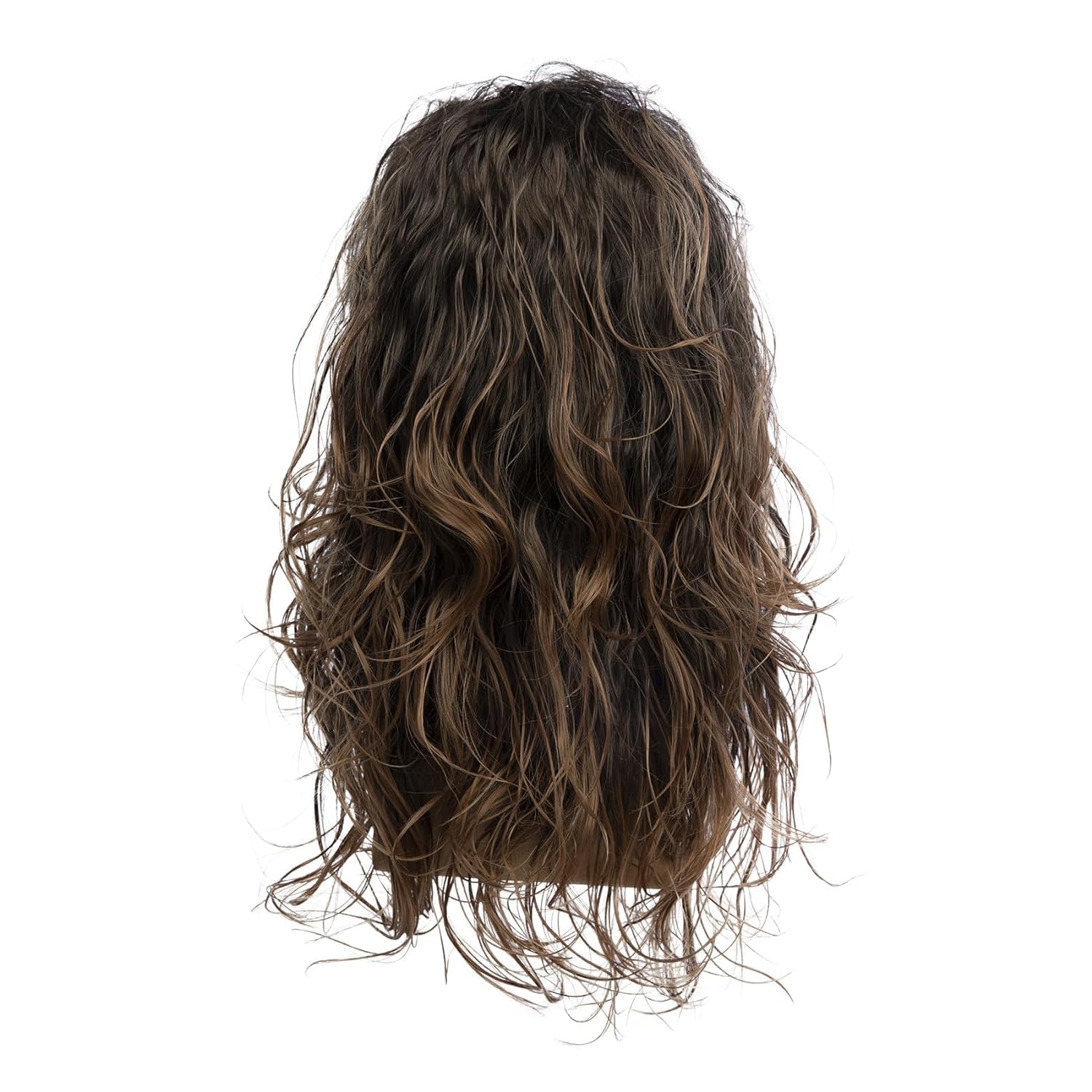 Sallcks Mens Brown Long Curly Wavy Wig Natural Looking Synthetic Wigs for Party Costume Halloween