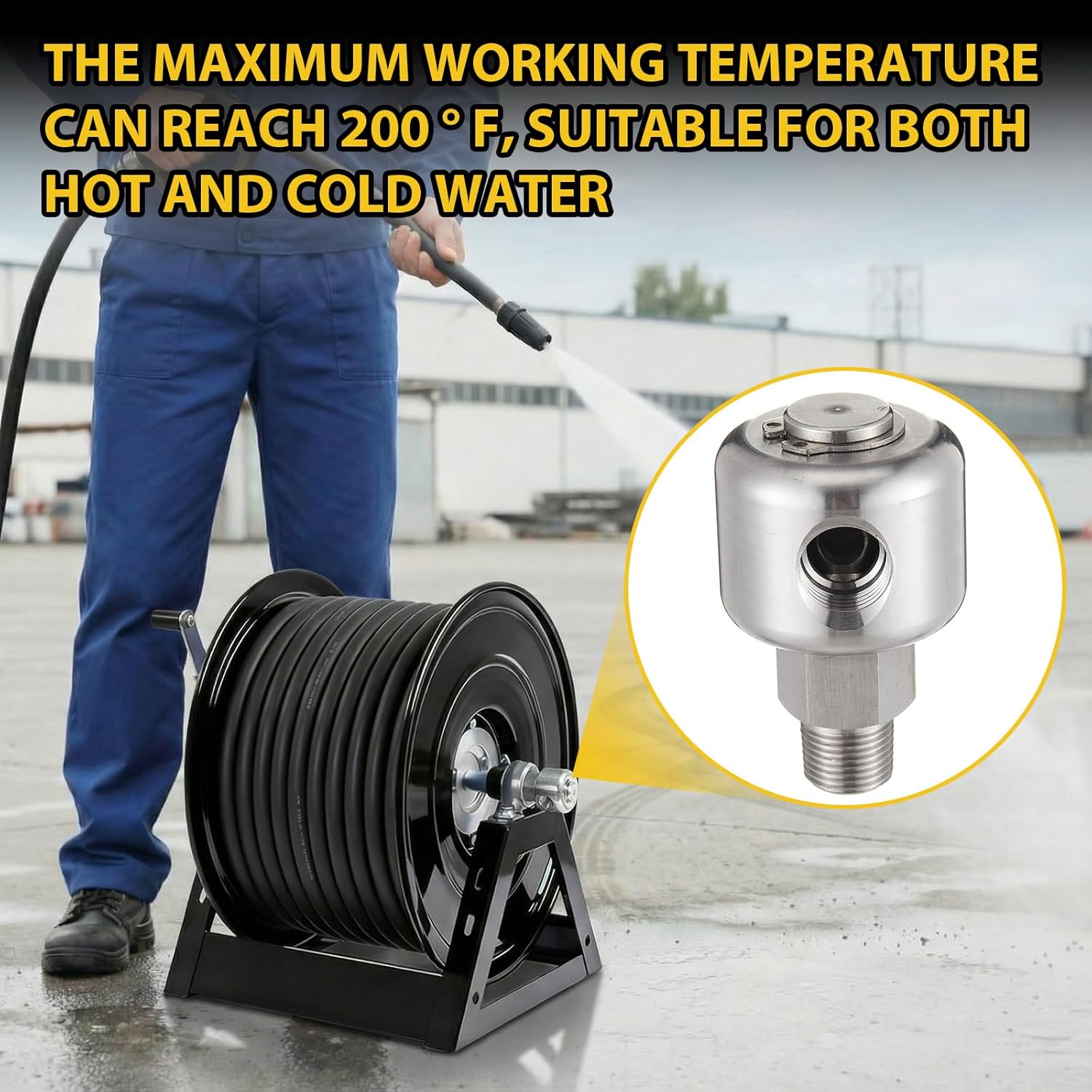 1 Pcs 3/8" NPT Swivel Compatible with Pump Stainless Steel Hose Swivel Male to Female Adapter Pressure Washer Fitting, 3000PSI