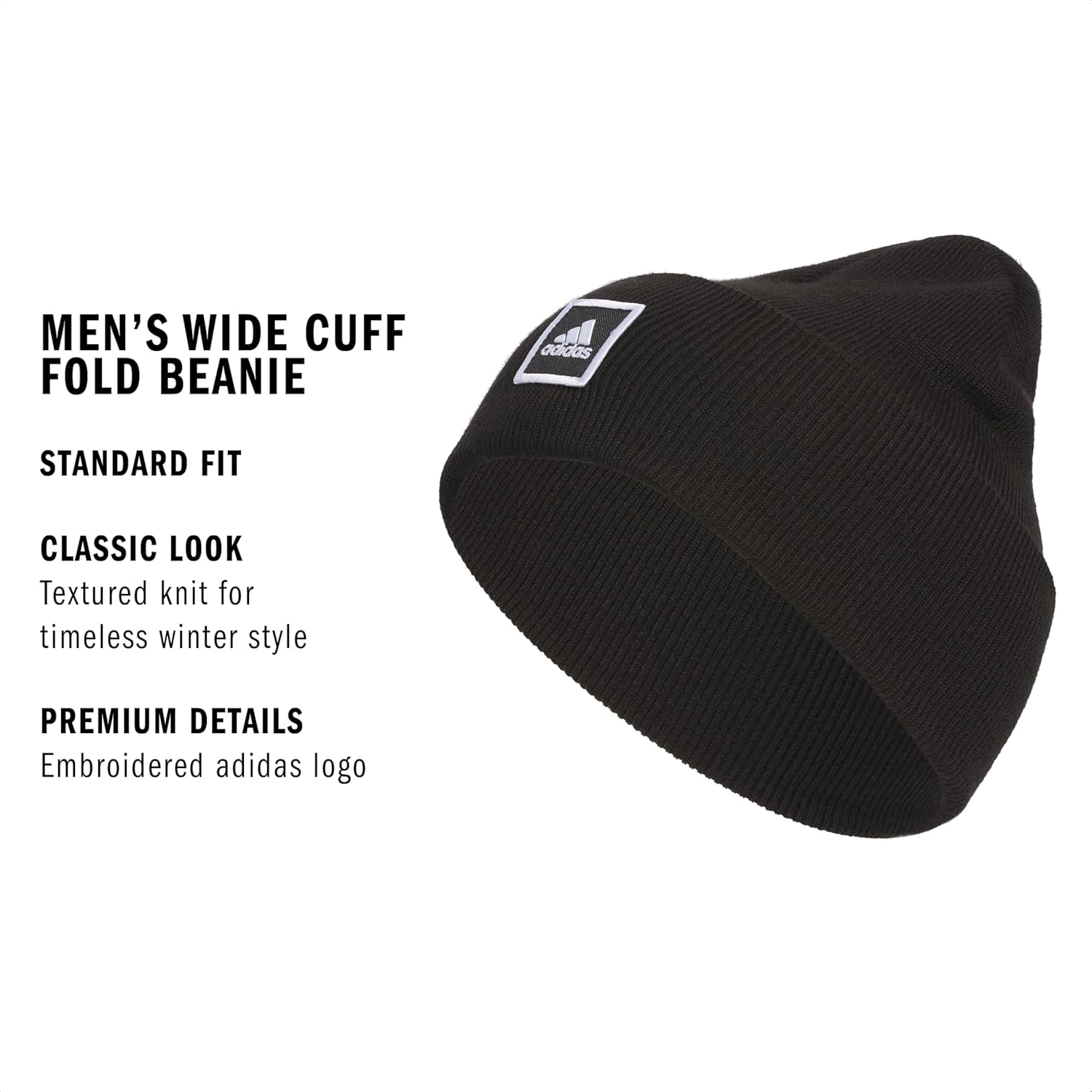 Adidas Men's Wide Cuff Beanie – Tall Fit Slouchy Cuffed Knit Winter Hat - Image 2