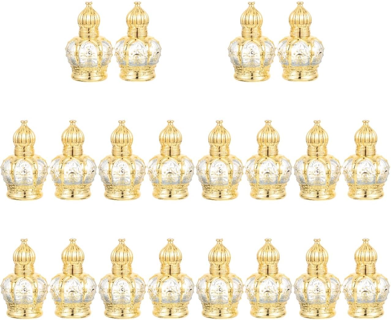 Housoutil 10ml Essential Oil Glass Roller Bottle, 20PCS Refillable Vintage Perfume Bottles, Middle Eastern Style Glass Roll on Dispenser with Cap for Thai Amulet Essential Oil Catholic Baptism