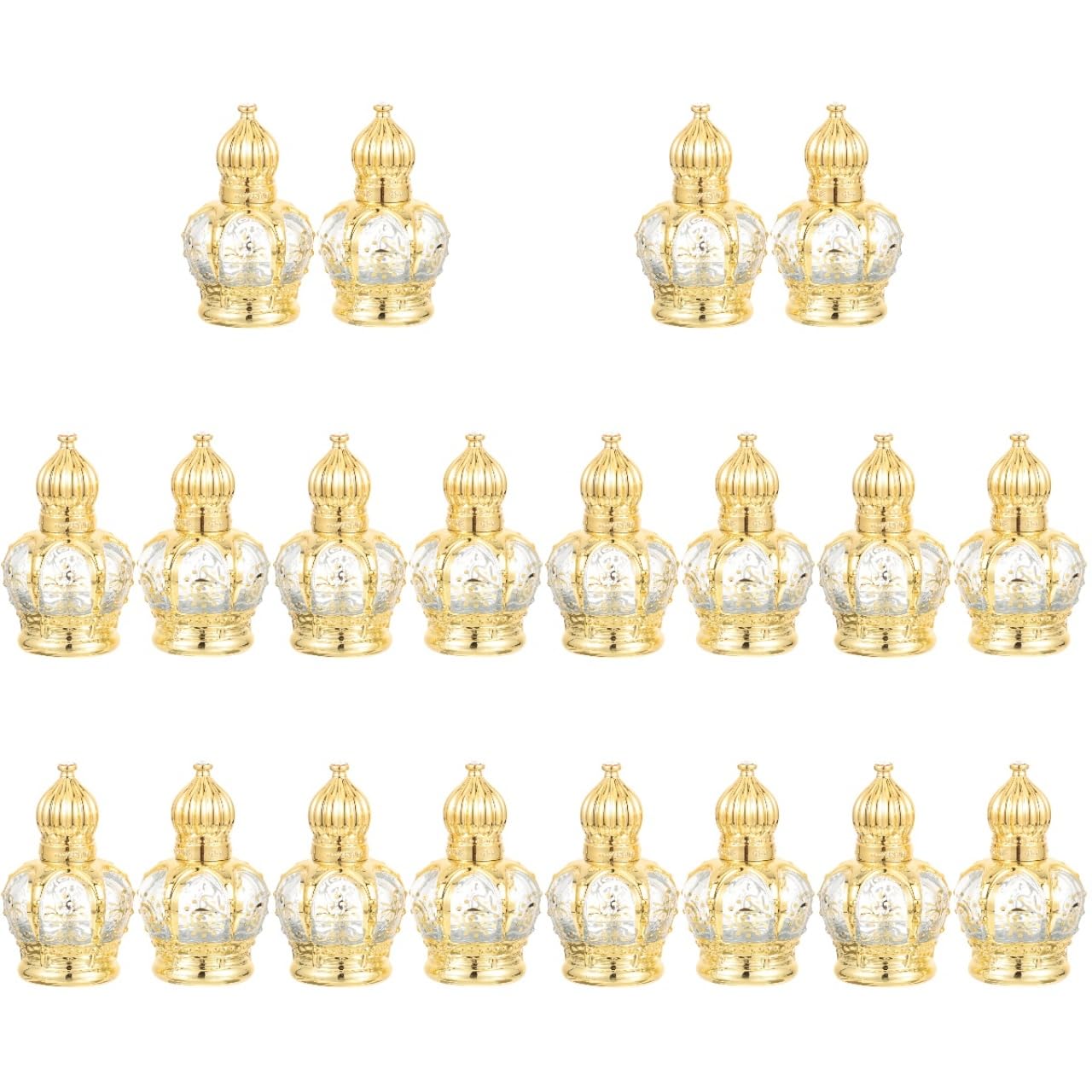 Housoutil 10ml Essential Oil Glass Roller Bottle, 20PCS Refillable Vintage Perfume Bottles, Middle Eastern Style Glass Roll on Dispenser with Cap for Thai Amulet Essential Oil Catholic Baptism
