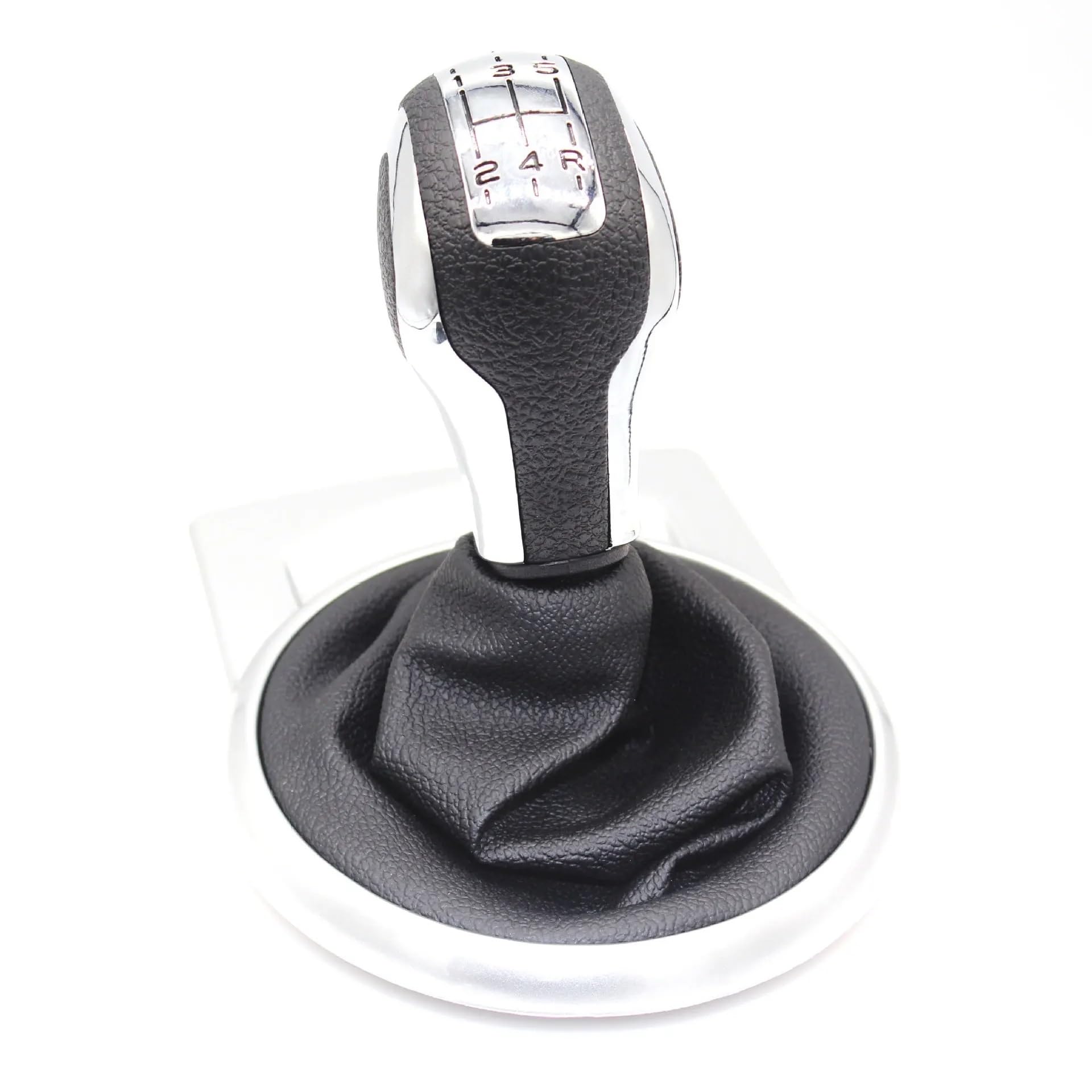 HSUKIHO Car Shift Knob Cover for Citroen for C4 MK1 (2004-2008) Manual Gear Shift Knob Gear Shift Collar Gaiter Boot Cover(Silver Black)