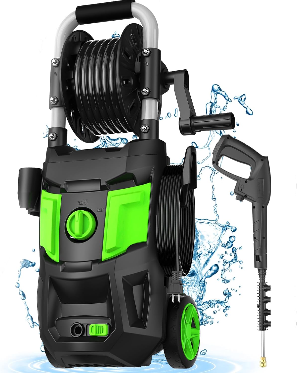 Electric Pressure Washer, 4500PSI Max 2.8 GPM Power Washer with 20FT Hose, 35FT Power Cord, 4 Nozzles, Foam Cannon & Spray Gun, High Pressure Washer for Car, Patio, Fence, Window (Green)