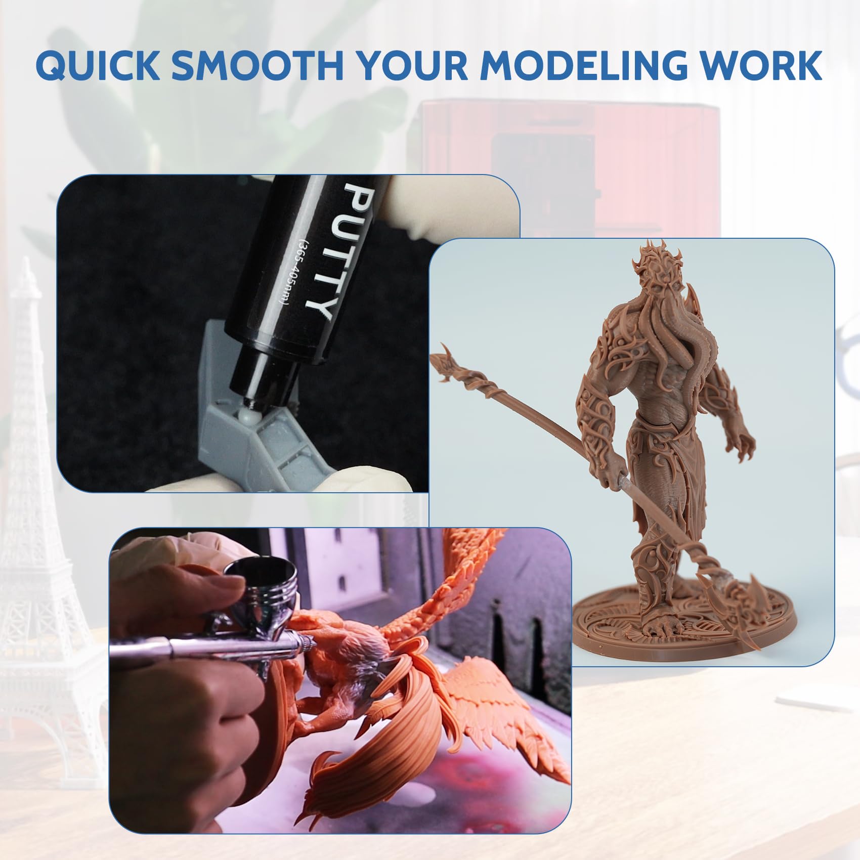 FUNCRECOL UV Light Curing Putty for Plastic Filler and Model Putty Fast Repair UV Curing Putty for Gaps Plastic Wood Filler - Image 4