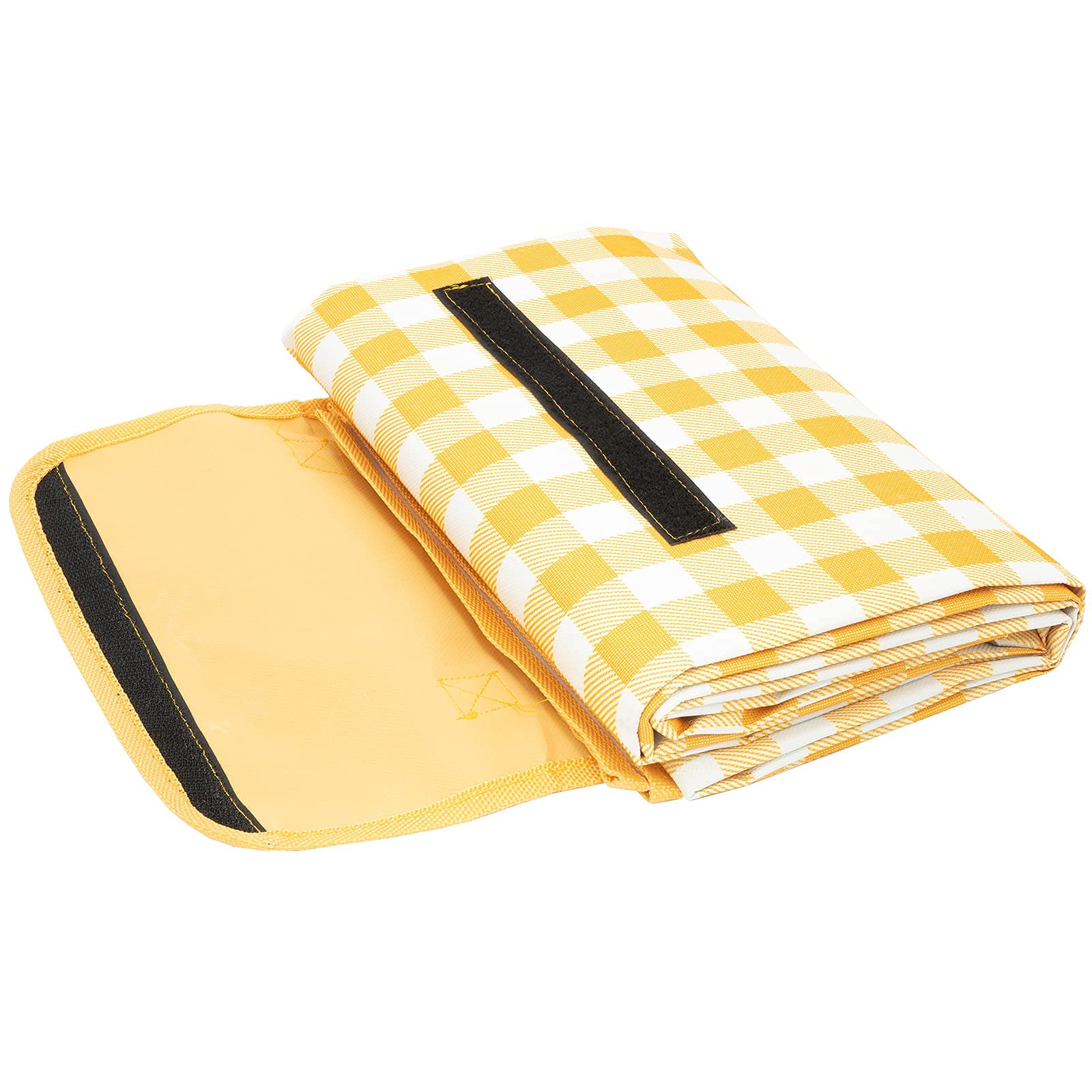Pelle & Sol, coperta da picnic, pieghevole, impermeabile, a prova di sabbia, lavabile in lavatrice, antiscivolo, con maniglia per il trasporto per famiglia, spiaggia, campeggio, 200 x 140 cm (giallo)