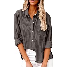 Womens Long Sleeve Button Down Shirts Business Casual Office Blouses Fall Fashion 2025 Collared Work Tops