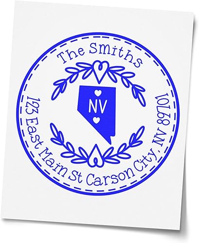 Miniatura 463 de Round State Love - Sello de dirección de devolución para Texas, uso con almohadilla de sello, mango de madera, sello de dirección de Texas