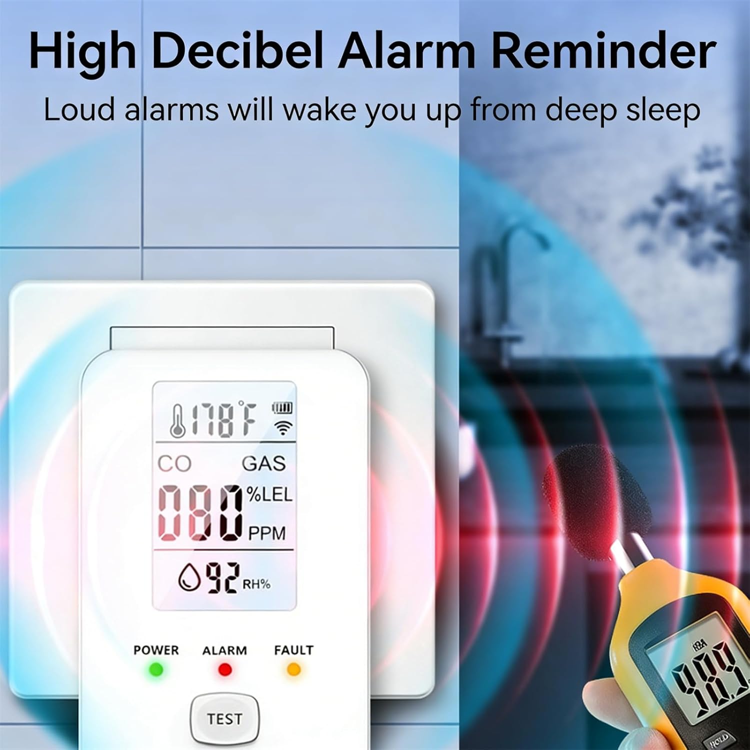 4-in-1 Detector with Digital Display for Home, HD Screen, for Homes, Apartment, Hotel, Camping (1PCS*Black)