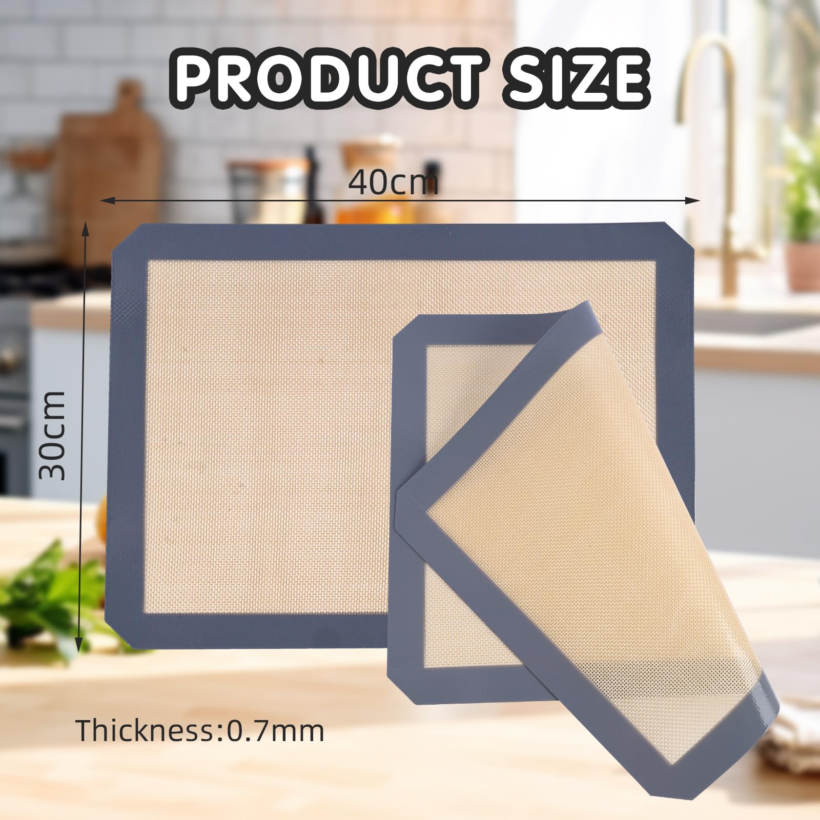 Tappetino da forno in silicone microporoso Ulisem, 40 x 30 cm, riutilizzabile, per impasto di pane, pizza, macaron