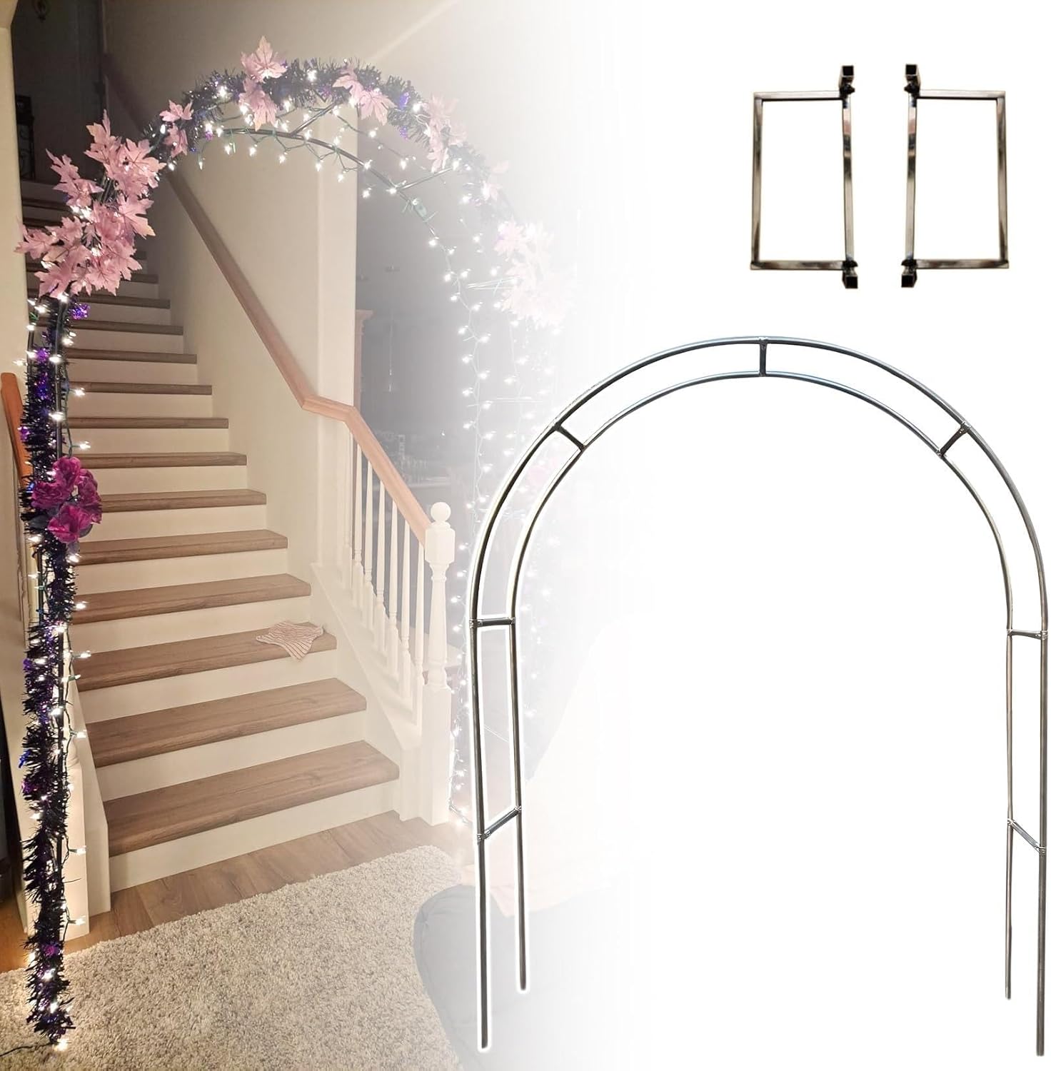 Heavy Duty Stainless Steel Garden Arbor Trellis Arch for Climbing Plants, Pergola Archway Support for Weddings, Lawn & Patio Decorations (3.5 * 2.4m / 11 * 7.9ft)