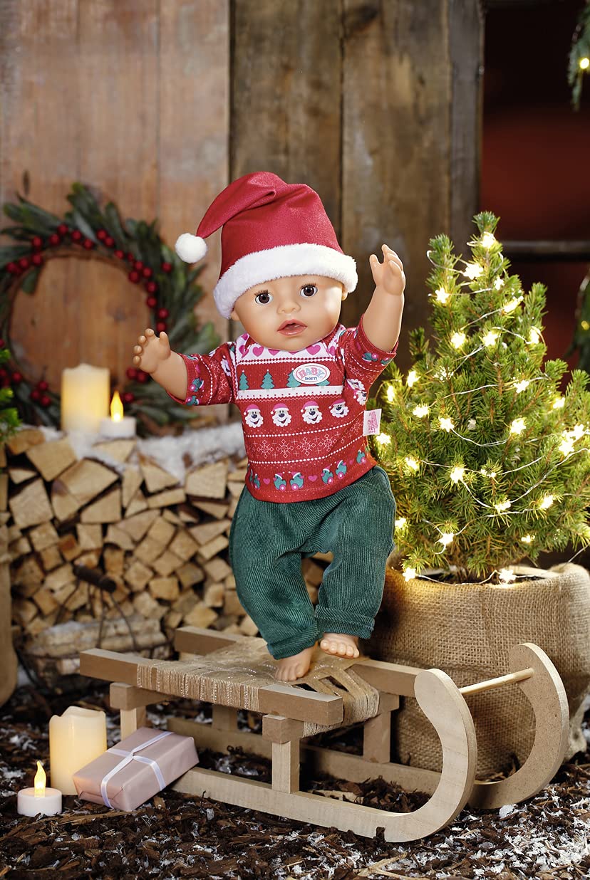 BABY born X-Mas Vestito per bambole da 43cm - Per mani piccole, promuove l'empatia e le abilità sociali - Età: dai 3 anni in su - Include maglione, pantaloni e cappello