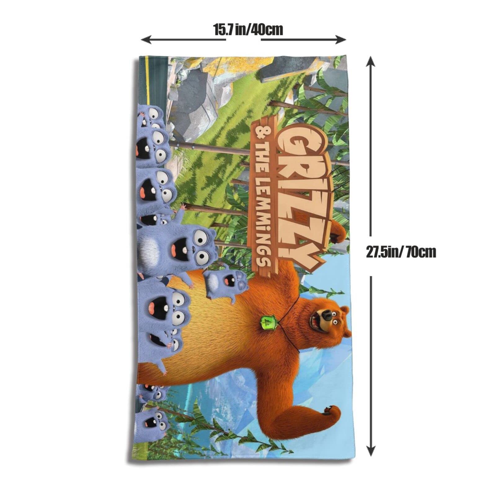 Serviette Grizzy And The Lemmings Microfibre – Douce & Absorbante 27,5 X 15,7 Pouces Pour Bain, Sport, Visage, Voyage & Maison