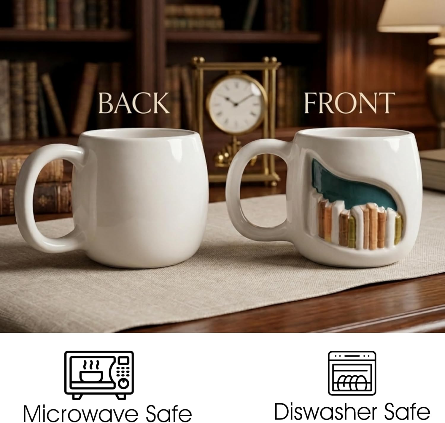 Real Ceramic 3D Book Mug For Book Lovers Gifts For Readers Women, Unique 3D Bookshelf Mug 14Oz - A Library Shelf Cup, Gift For Writers And Authors - Bookish Gifts for Mom/Dad/Son/Daughter/Friend