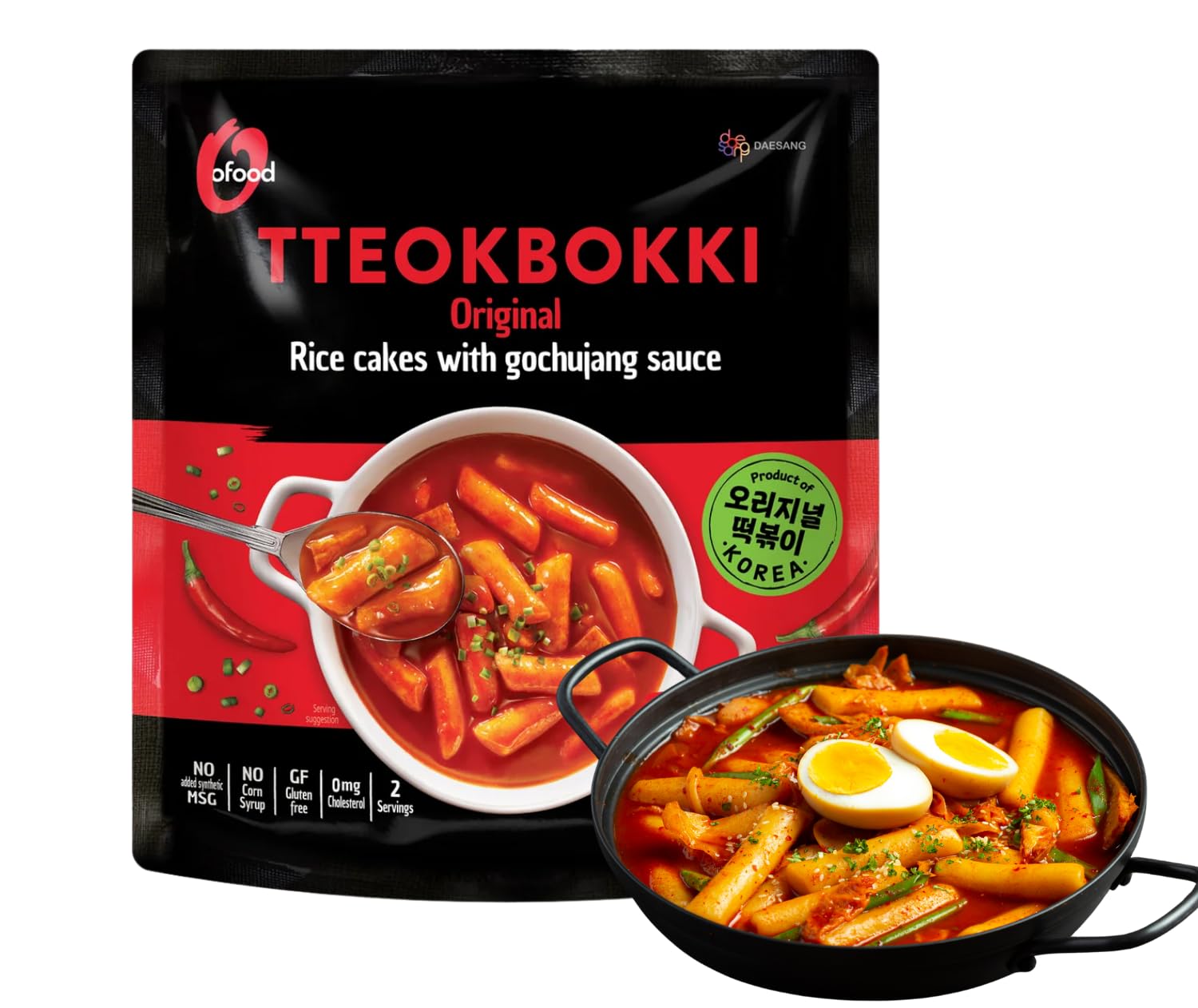 O'Food Topokki Original z sosem Gochujang - koreańskie ciasto ryżowe - ostre i autentyczne - OG ASIA - 260 g