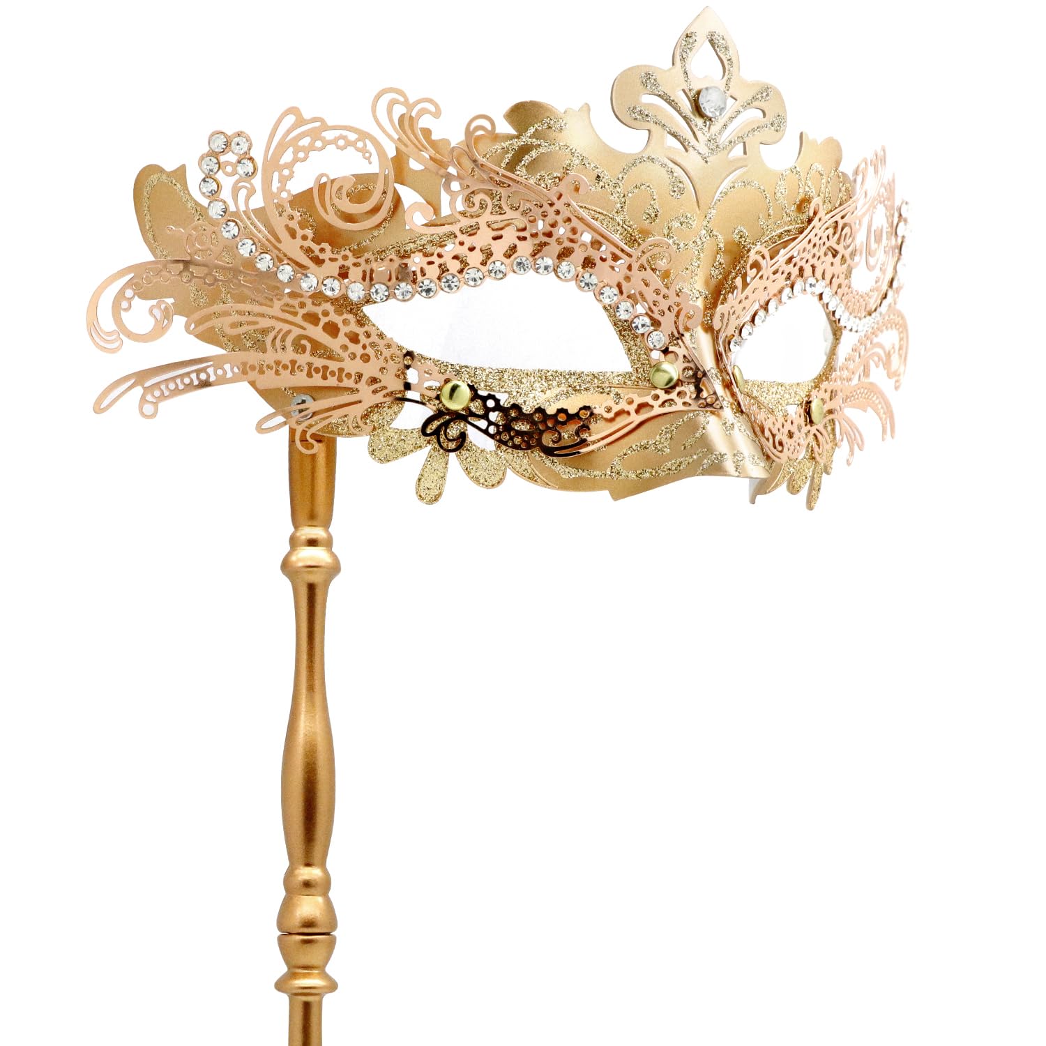 Masquerade Mask with Stick Venetian Mask Mardi Gras Decorations for Womens Halloween Costume Mask