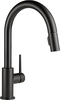 Delta Faucet Trinsic Matte Black Kitchen Faucet Black, Kitchen Faucets with Pull Down Sprayer, Kitchen Sink Faucet, Faucet for Kitchen Sink, Magnetic Docking Spray Head, Matte Black 9159-BL-DST
