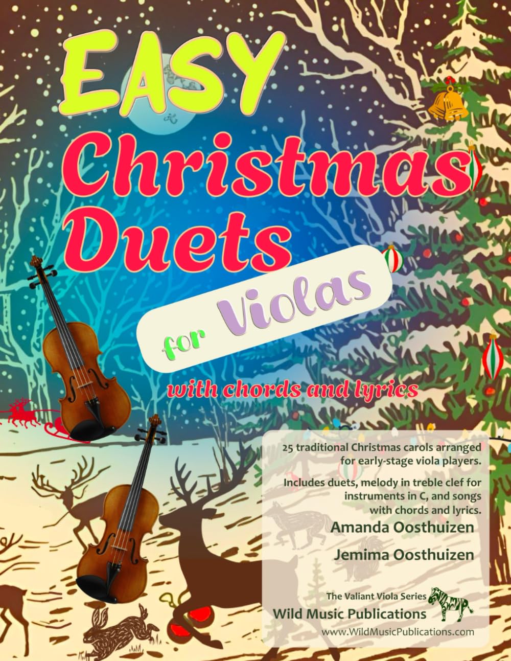 Easy Christmas Duets for Violas: 25 traditional Christmas Carols arranged for early-stage viola players with melody in treble clef, chords and lyrics (Viola Duets for Beginners and Improvers)