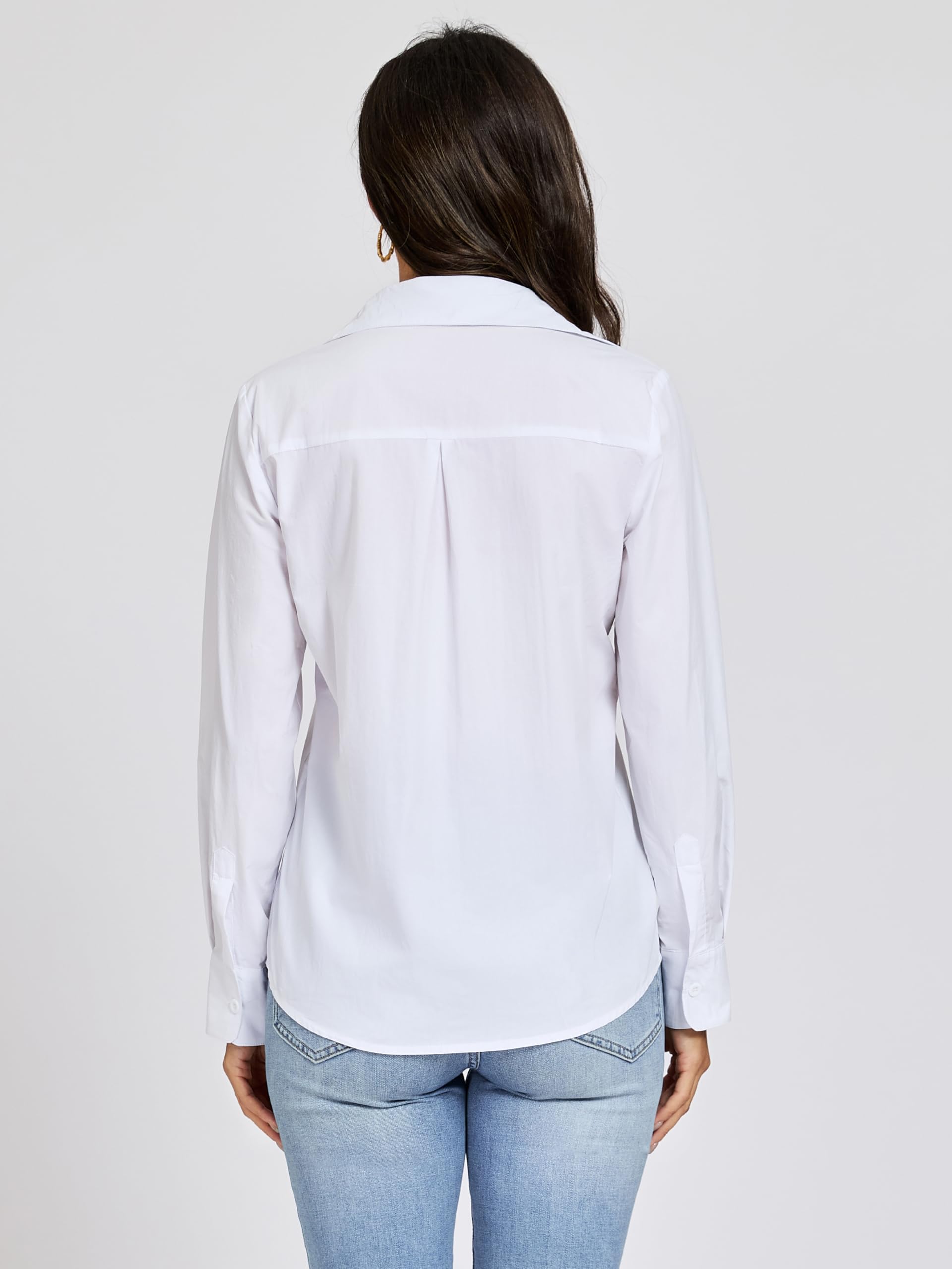 Chemisier Femme Chic et Élégant Coton 100% Chemisiers Manches Longue Boutons Haut Confortable Business Office Top