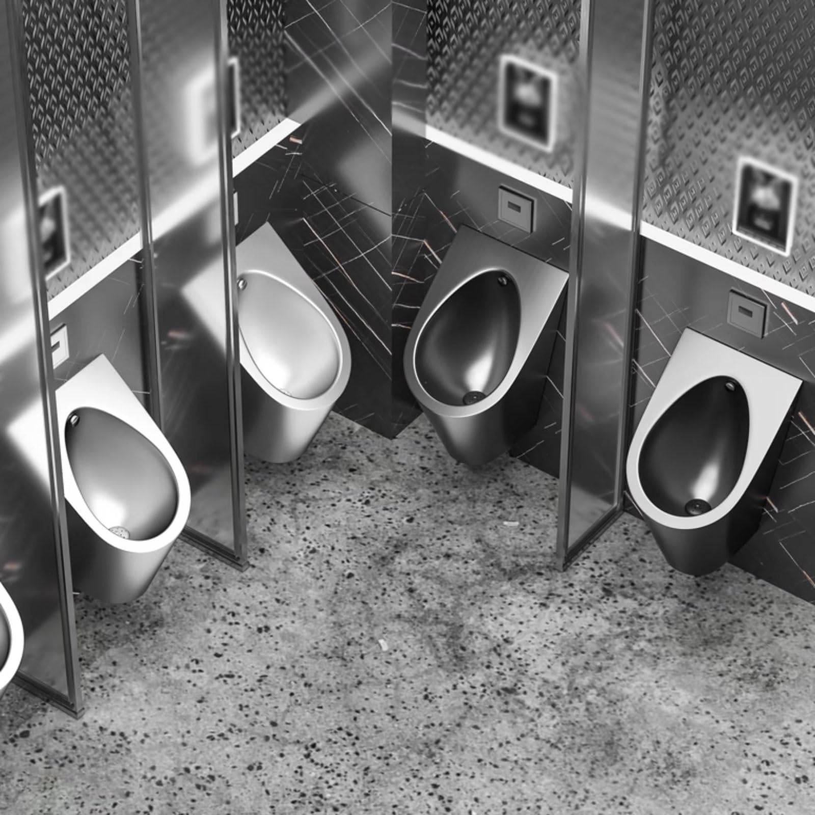Pisuary ścienne ze stali nierdzewnej 304 dla mężczyzn, pisuary toaletowe z czujnikiem zaworu spłukującego do użytku domowego i komercyjnego Pisuar sanitarny(Silver)