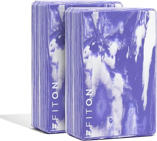 FitOn Bloques de yoga, juego de 2 bloques de espuma EVA de alta densidad, 3 niveles de altura, ligeros para estiramientos más profundos, posturas