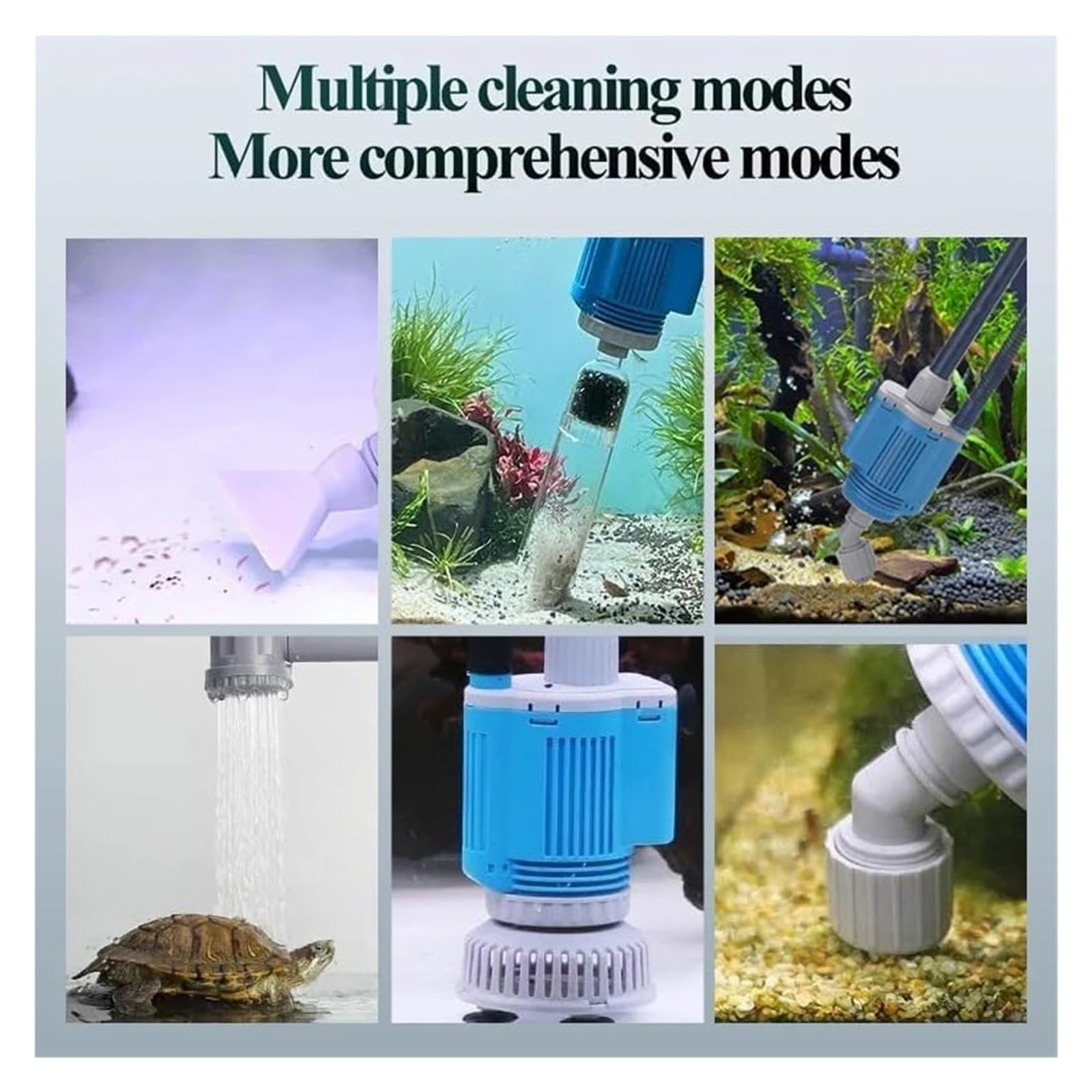 Limpiador eléctrico para peceras, cambiador de agua automático 6 en 1 mejorado y lavadora de arena, para limpieza de acuarios de agua dulce y salada
