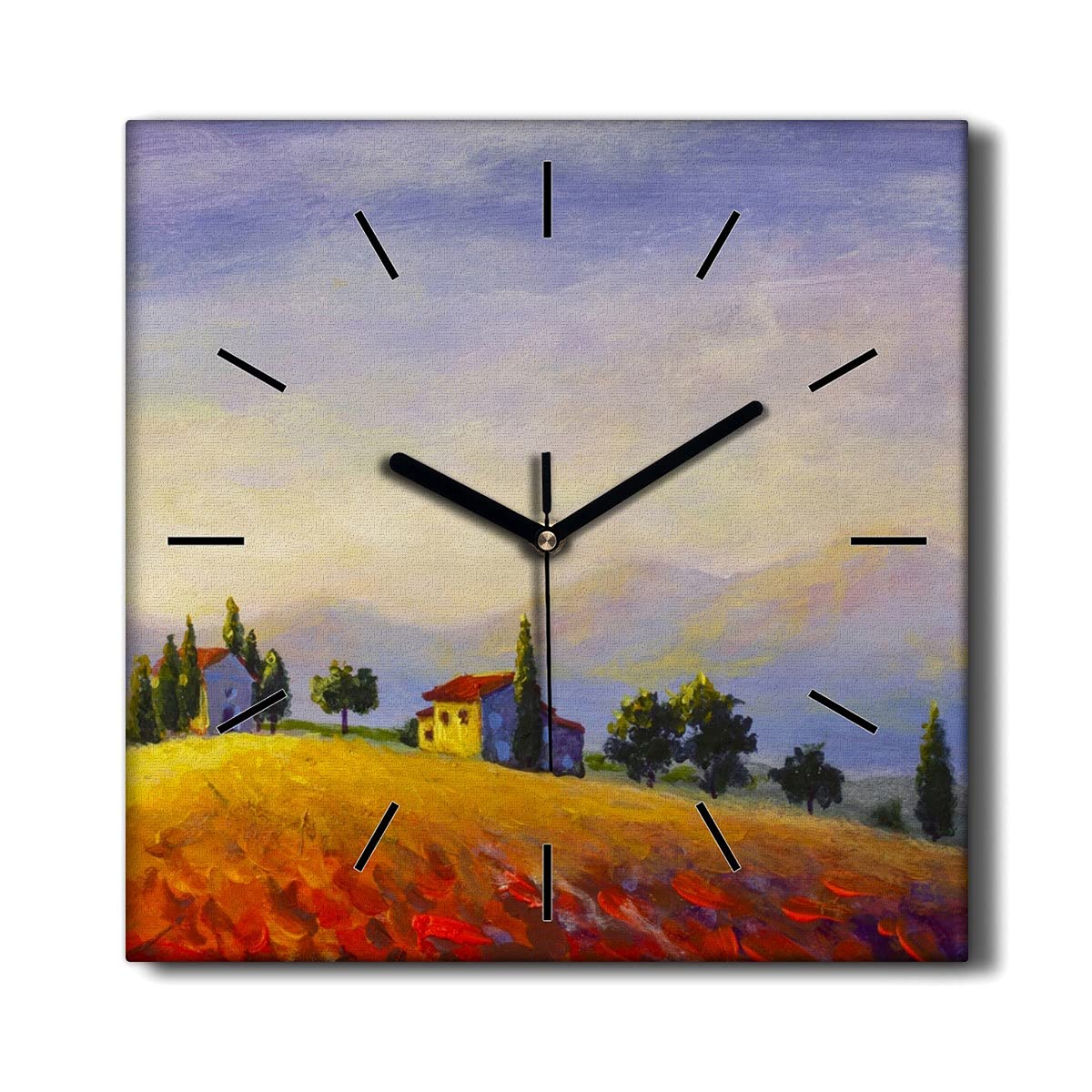 Horloge sur Toile 30x30 cm paysage pour un salon chic