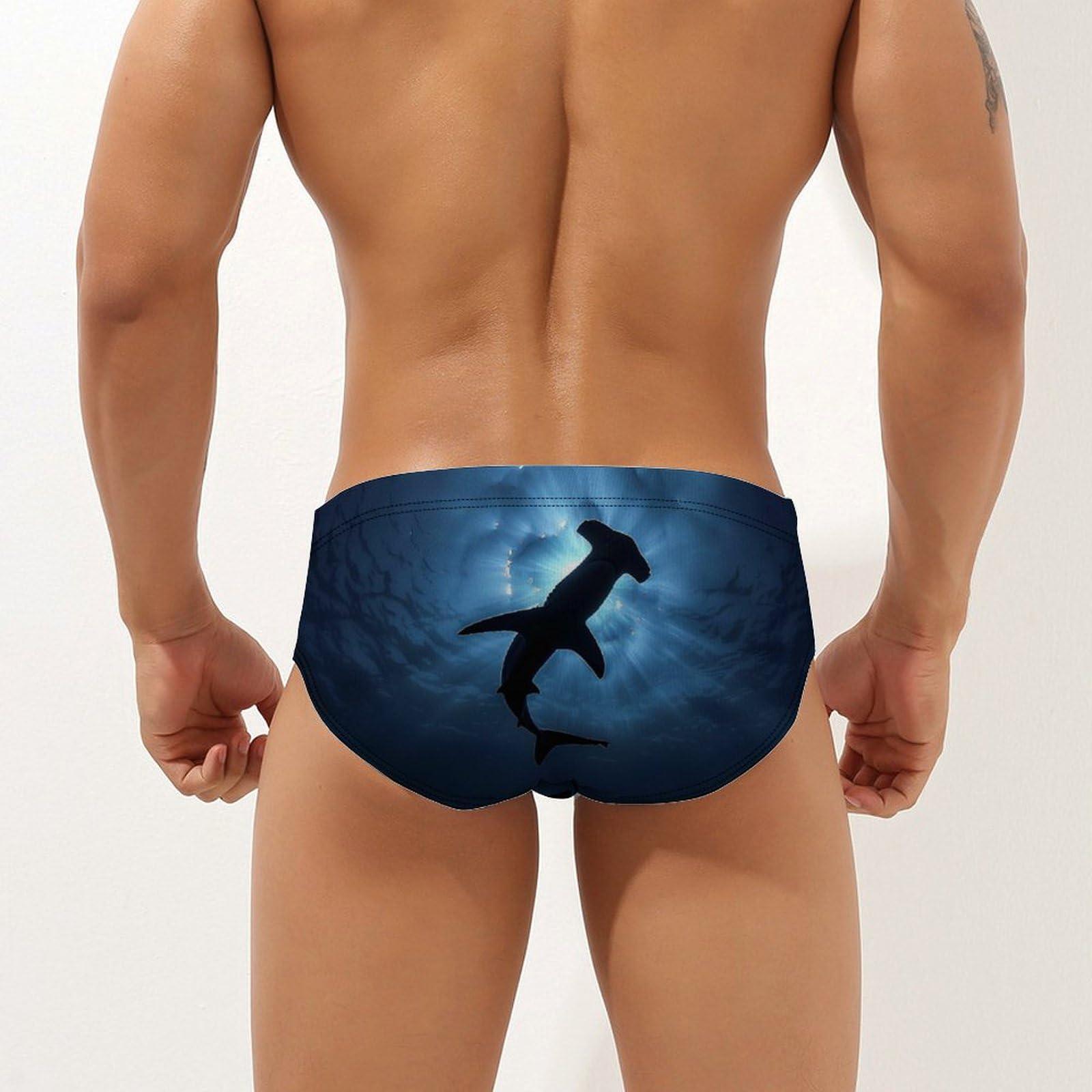 Hammerhead Shark Mens Swim Briefs Quick Dry Swim Trunk Bikini Underwear Swimsuit L