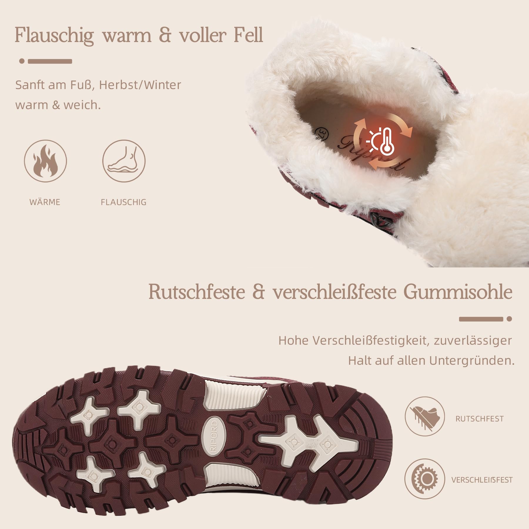 Damen Winterschuhe Winterstiefel Warm Trekking Wanderschuhe Schneestiefel 36-42
