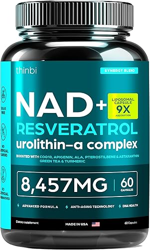 Suplemento NAD 8457 mg Extra Strength NMN Alternativo Liposomal + Té Verde para Mujeres y Hombres con Urolitina A, Resveratrol, CoQ10, Ácido Alfa