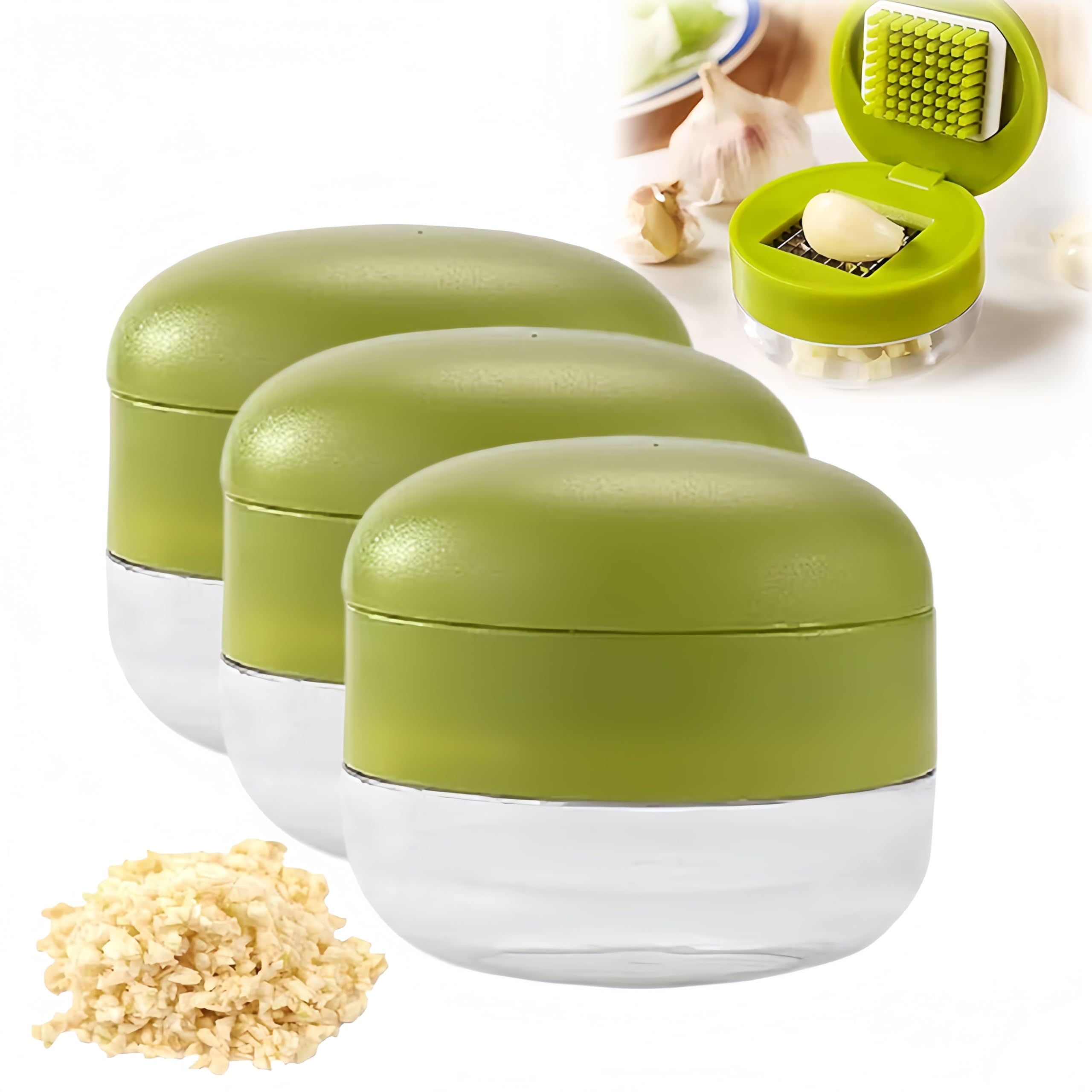 Manual Garlic Twister and Ginger Mincer Tool, Garlic Press and Chopper with Container Man…