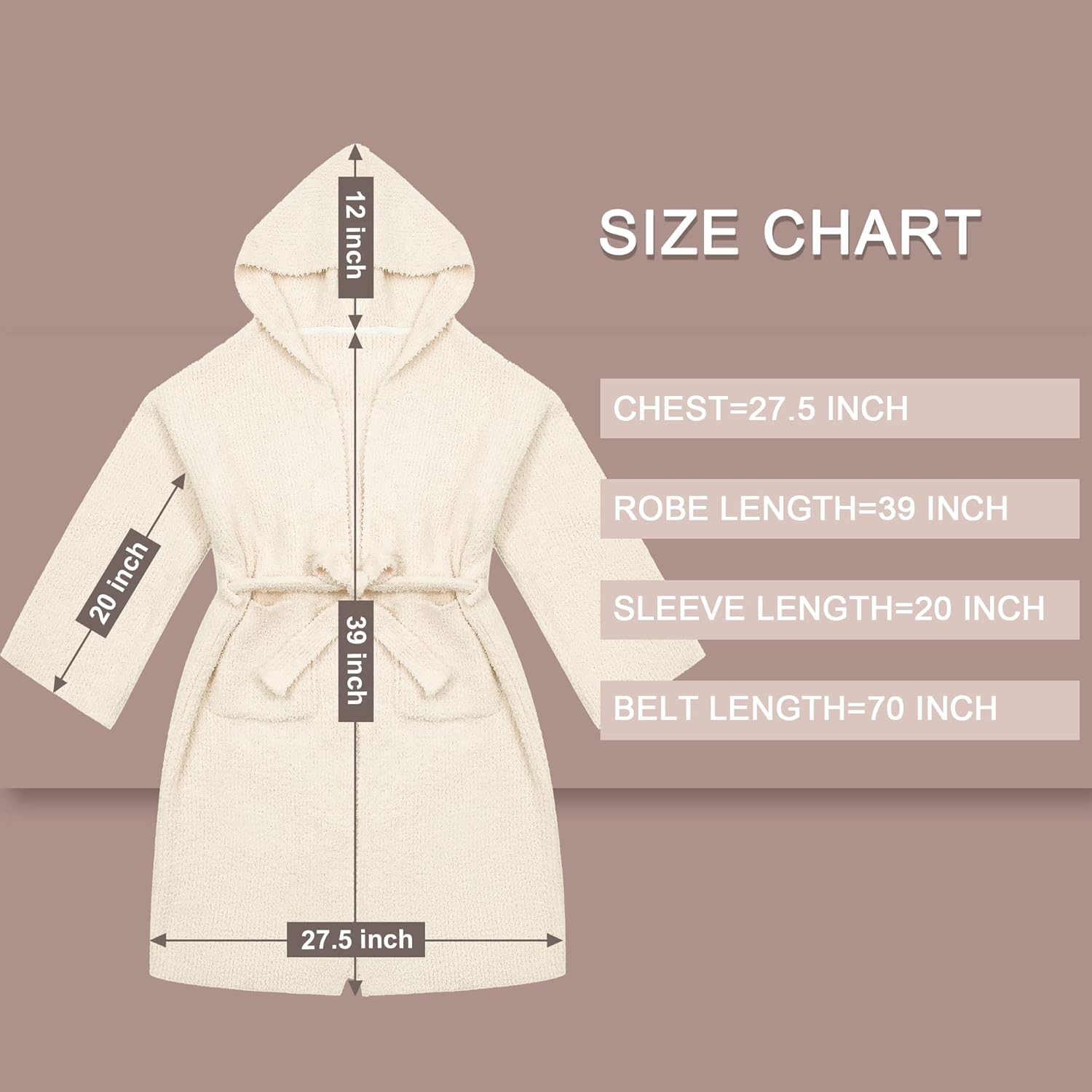 bearberry Cozy Robe Lightweight Soft Plush Bathrobe with Pockets for Women - Image 6