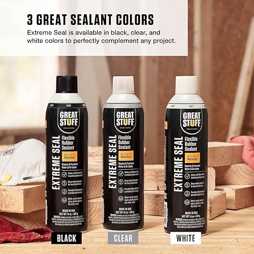 Miniatura 5 de Great Stuff Extreme Seal - Aerosol sellador de goma flexible, protege las superficies de fugas de agua y aire, construido con Kevlar, negro, 14 onzas