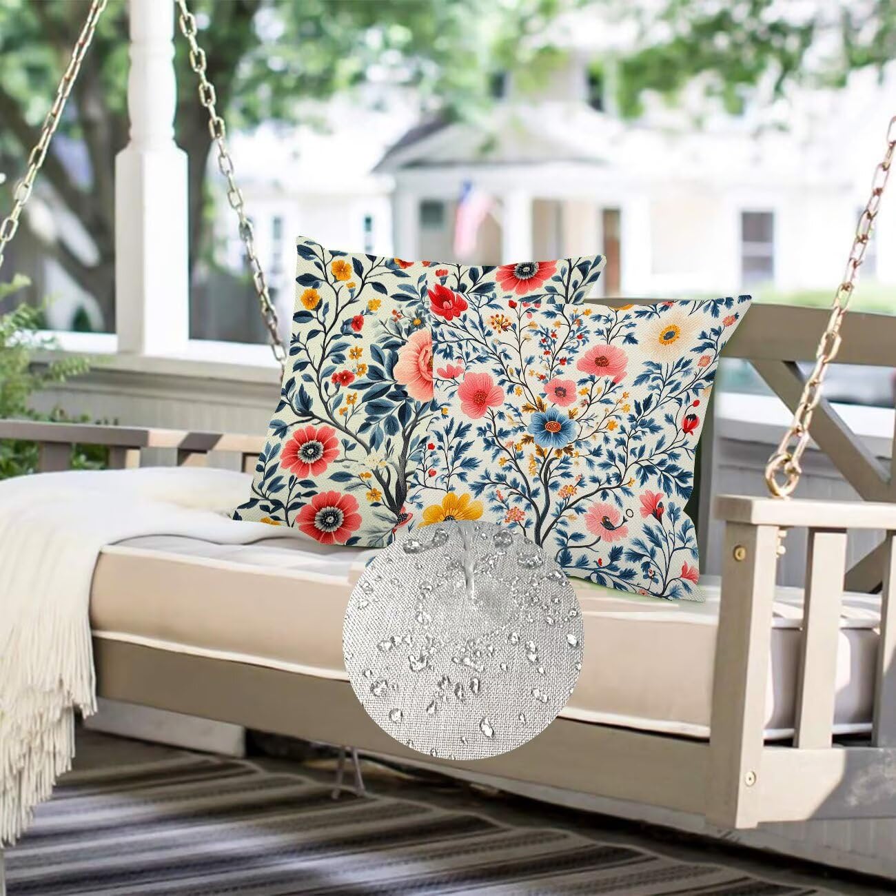 Juego de 4 Fundas Cojines Rural Flores (12) 75 x 75 cm Fundas Cojines, Decoración Moderna Cojin Exterior, para Sofá salón Coche Cama Sillas Decoración, Cuadrado Terciopelo Sofá Cojín Exterior m-482