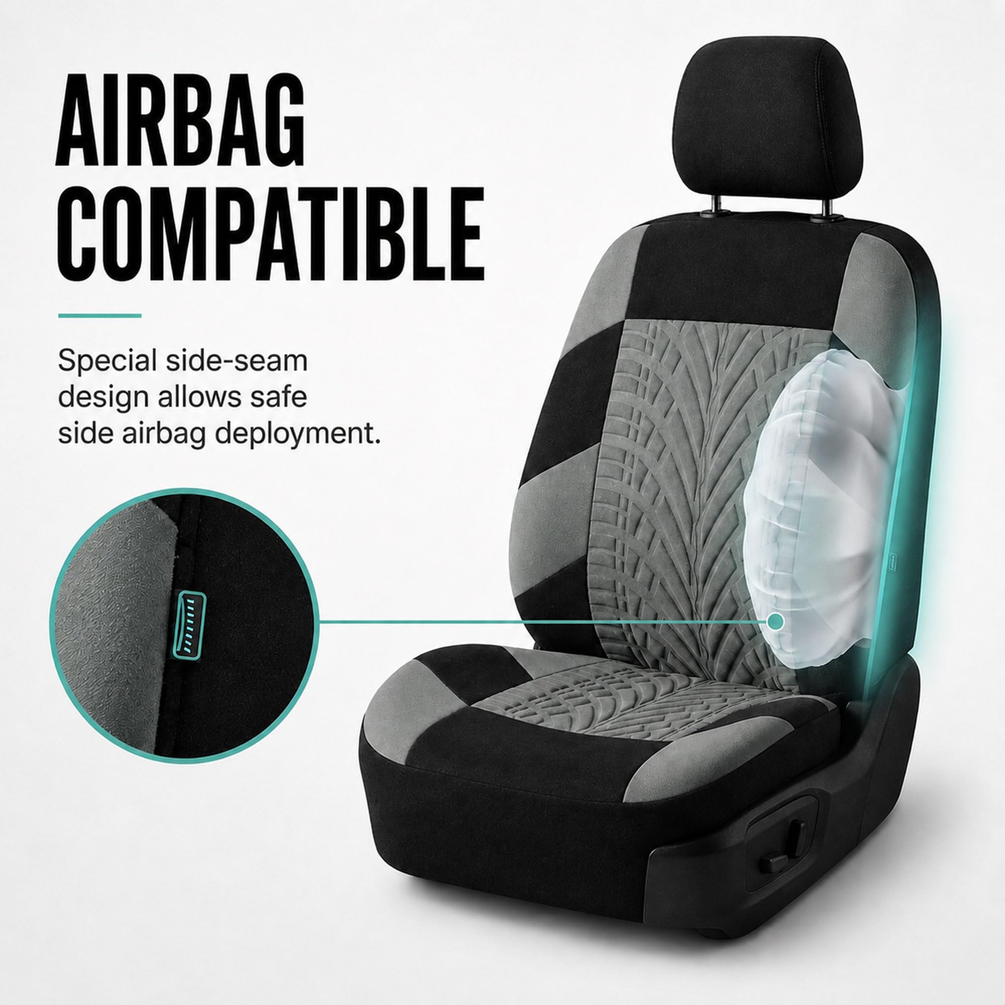 9 Piezas Fundas de Asiento de Coche Juego Completo para Skoda Elroq Mk1 2024-2026, Protector de Asiento Transpirable Airbag Compatible Dividido, Gray