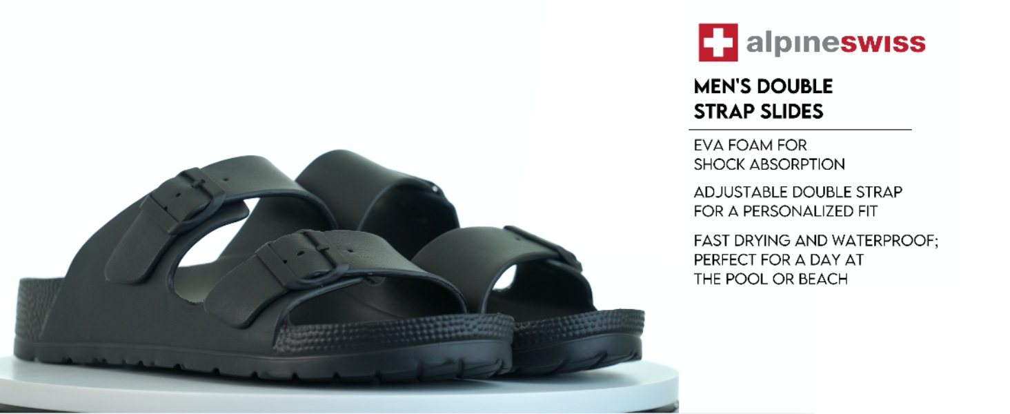 Amazon.com | Alpine Swiss Mens Double Strap Slide Sandals EVA Flat