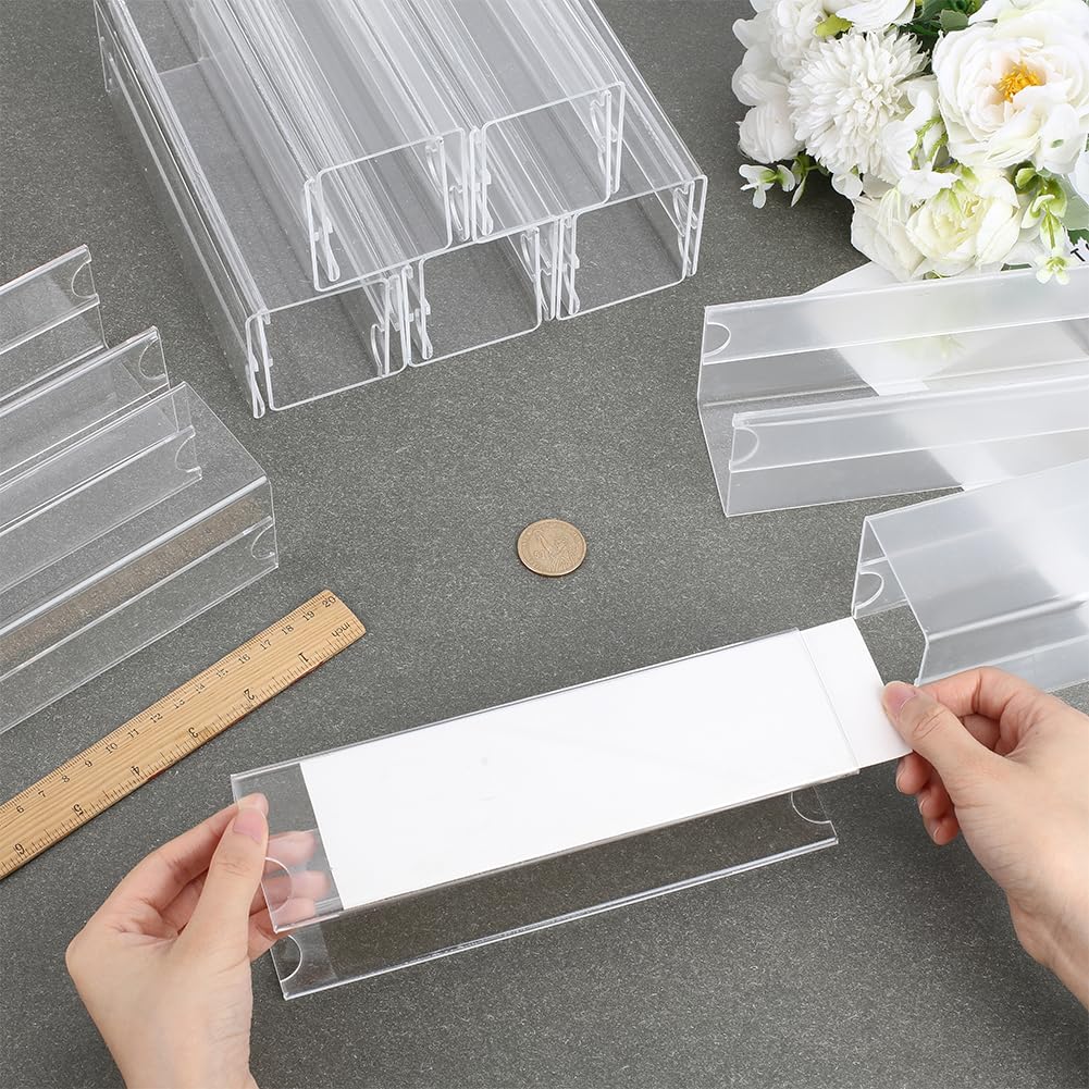 FINGERINSPIRE 15 supporti per targhette in acrilico trasparente, 20,3 x 6,6 x 5,8 cm, per scrivania da ufficio per spazio di lavoro professionale, set di porta biglietti trasparenti per pareti