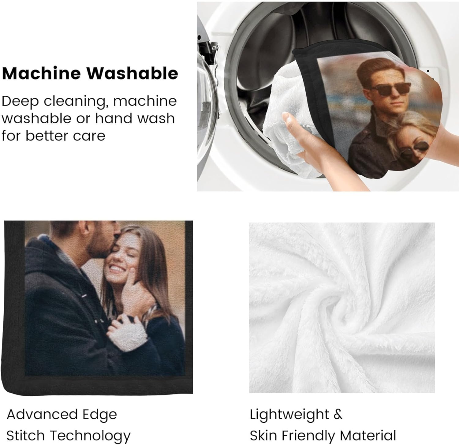 Custom Blanket with Picture Customized Thow Blankets Personalized Blanket Customizable Blanket Photo Blankets Customize Valentines Day Gifts for Her Him Girlfriend Boyfriend Wife Husband Mom Couple - Image 5