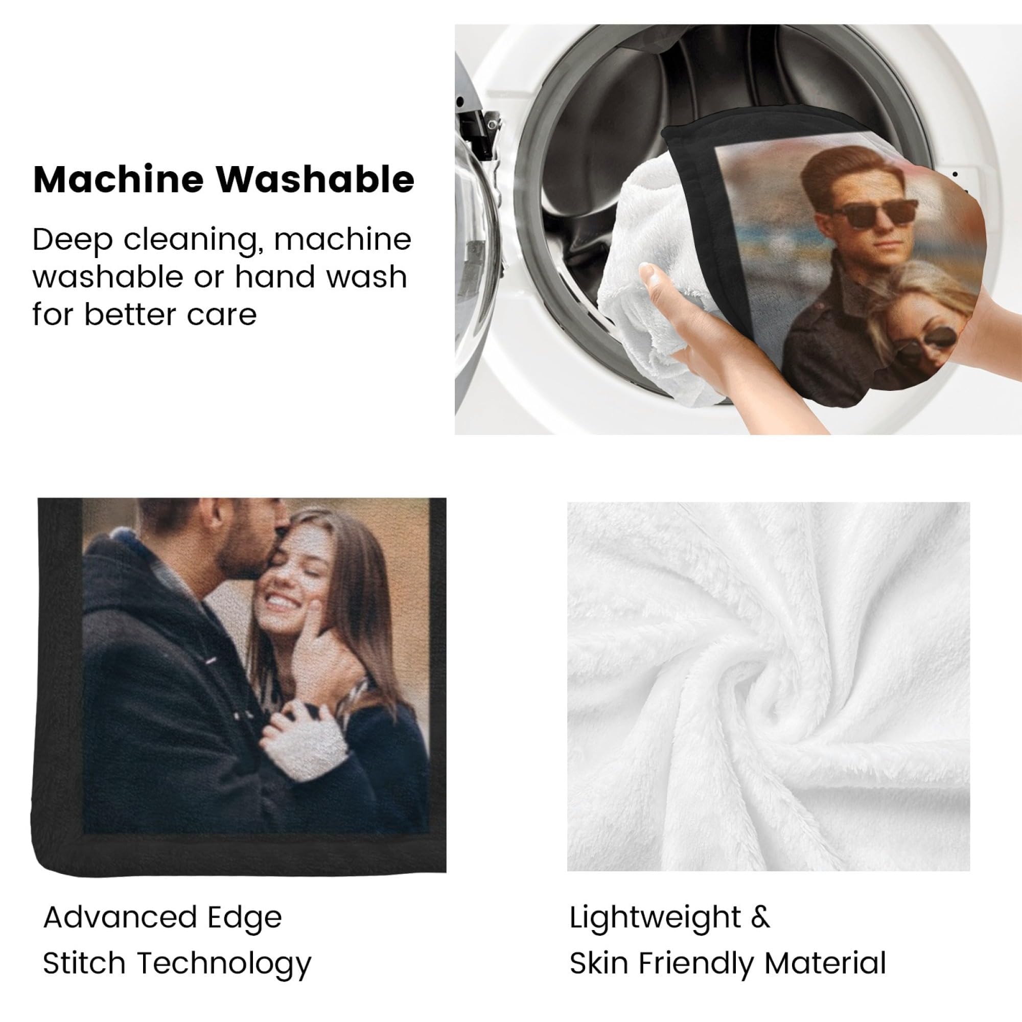 Printwoo Custom Blanket with Picture Text Customized Throw Personalized, Customizable, Photo Blankets Customize Gifts for Mom, Dad, Couple, Girlfriend, Boyfriend, Wife, Husband, D10 Photos-1