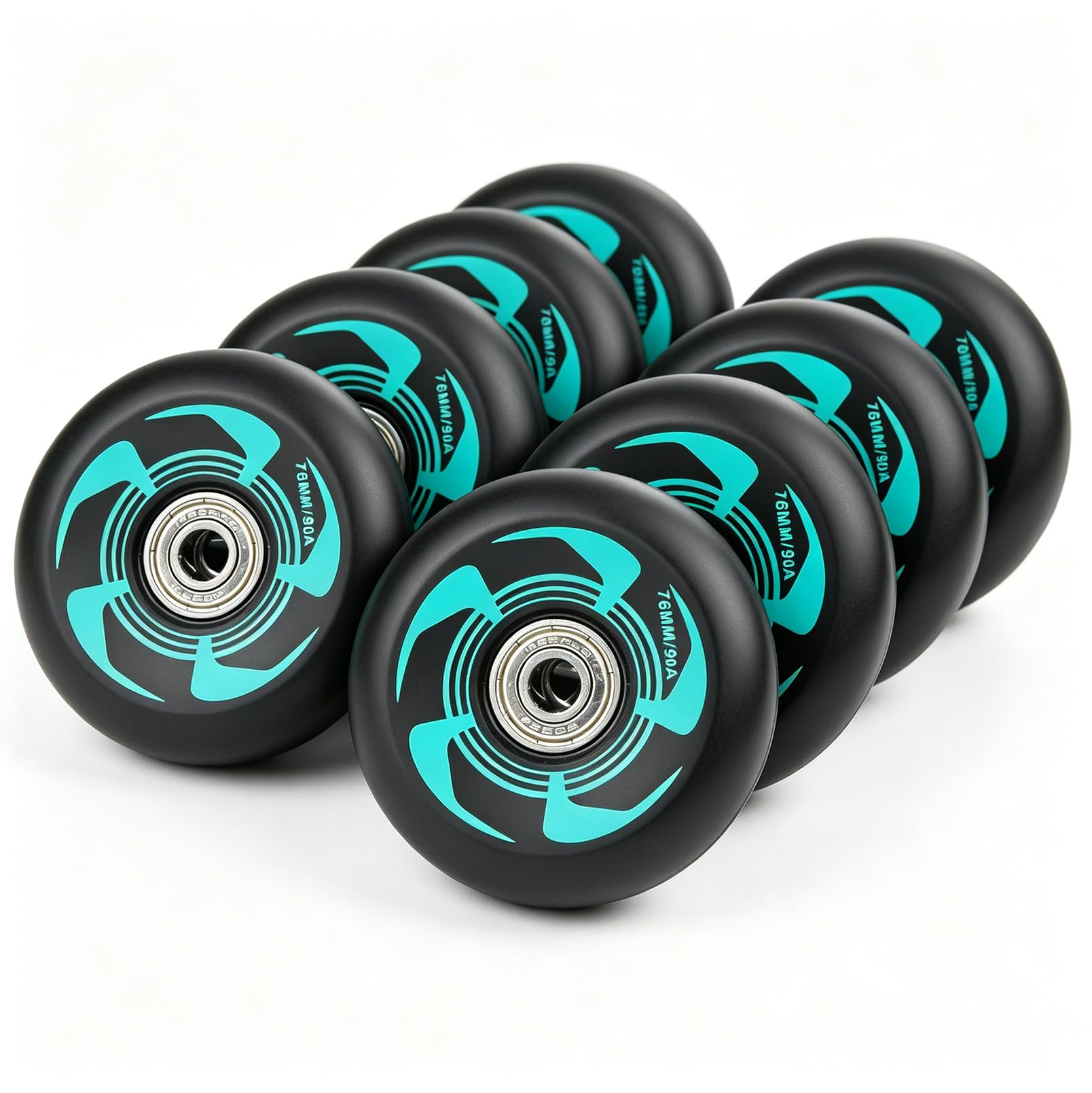 8 Stück Inliner Rollen 76 mm mit ABEC-9 Kugellagern | PU Skate Rollen 90A Härte, Ersatzrollen für Inline Skates, Rollschuhe, Indoor und Outdoor Skating