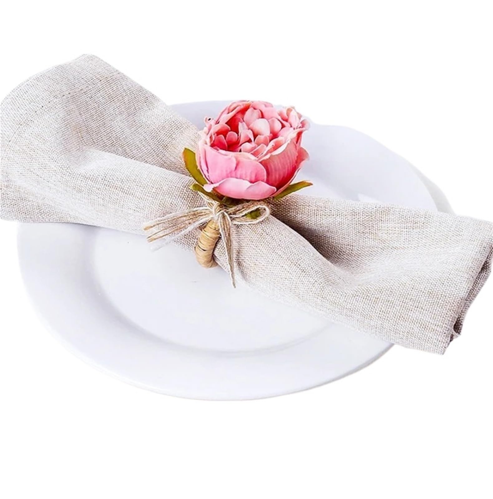 Lot de 18 ronds de serviette uniques en forme de rose - Décoration romantique délicate