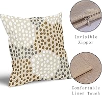 Vista 4 de Fundas de almohada marrón y blancas de 18 x 18 pulgadas, juego de 2 almohadas boho grises con lunares, fundas de almohada modernas estampadas