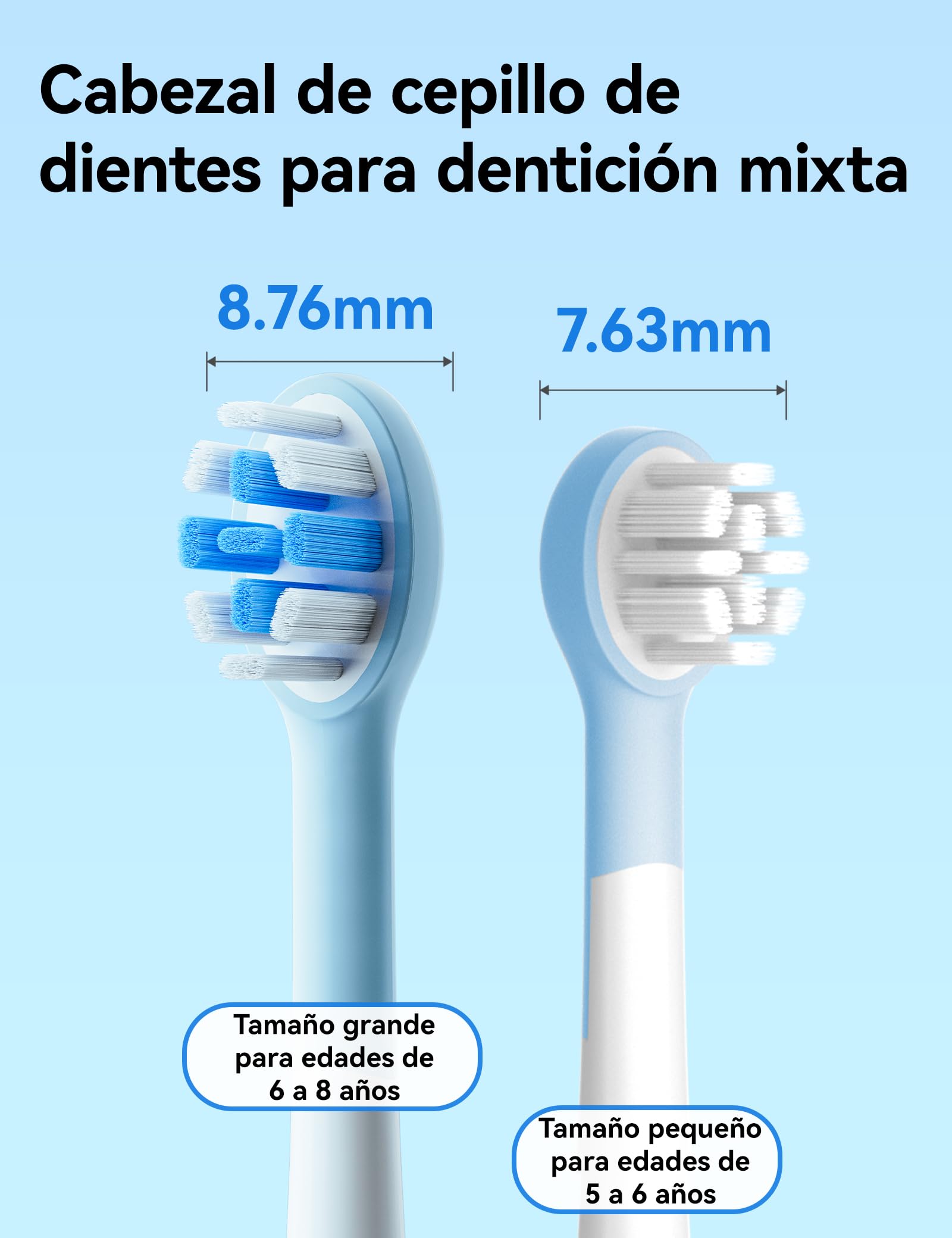 Seago Cepillo de dientes eléctrico para niños de 5 a 8 años, Cepillo de dientes eléctrico infantil con estación de carga, libre de BPA, mango antideslizante de silicona apta para alimentos(Azul)