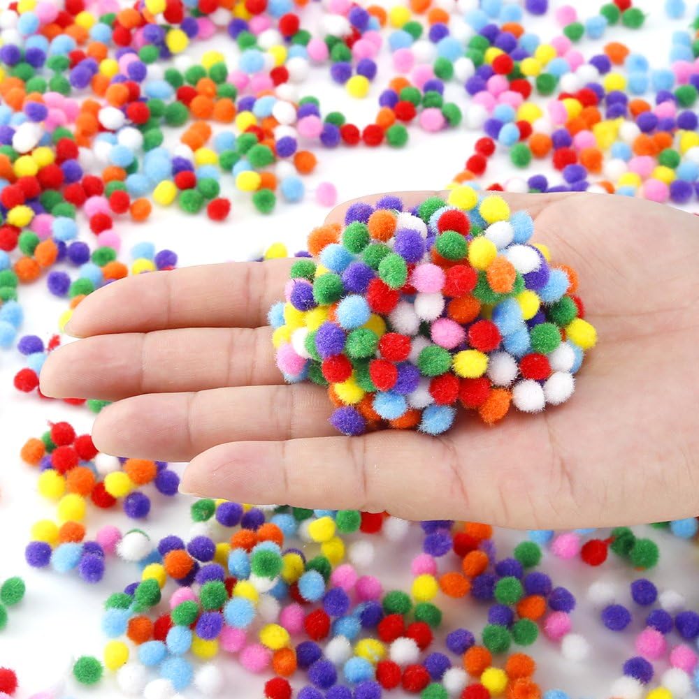 Caydo 2400 Pieces Mini Craft Pompoms Assorted Colors 6 mm Pom poms for Hobby Supplies and Home Decorations