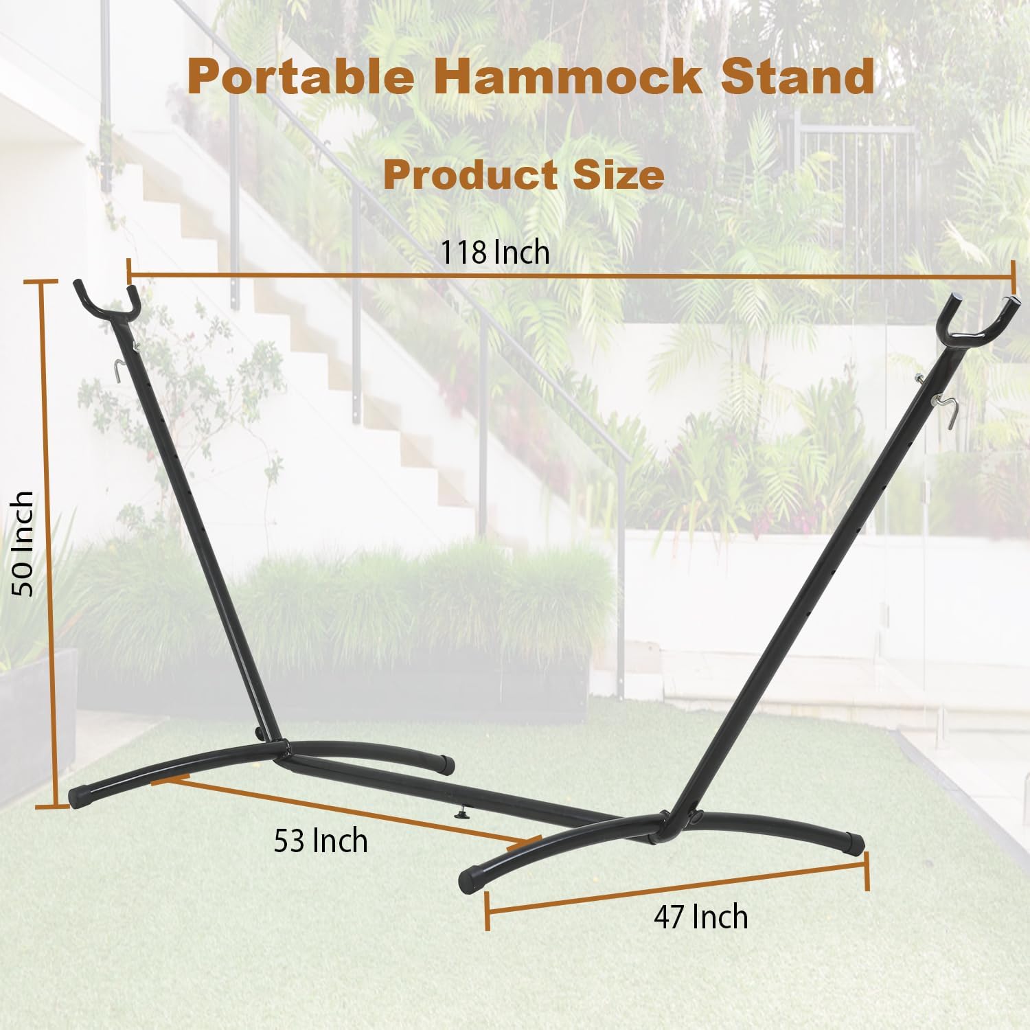 PayLessHere Portable 9 FT Hammock Stand Heavy Duty 2 Person 400 LBS Capacity Steel Frame Weather Resistant with Portable Carrying Case, Black